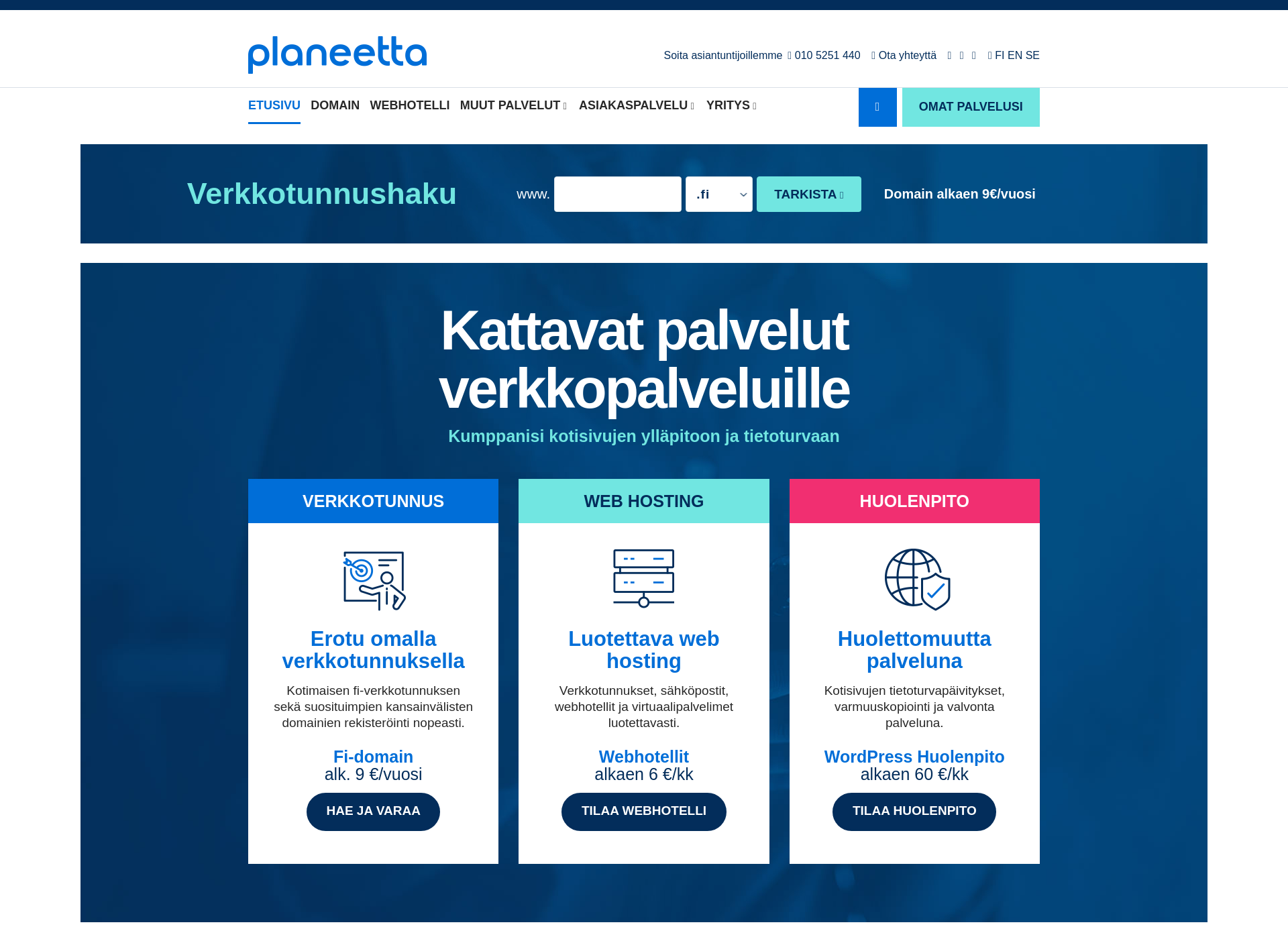 Skärmdump för käyttöpääomarahoitus.fi