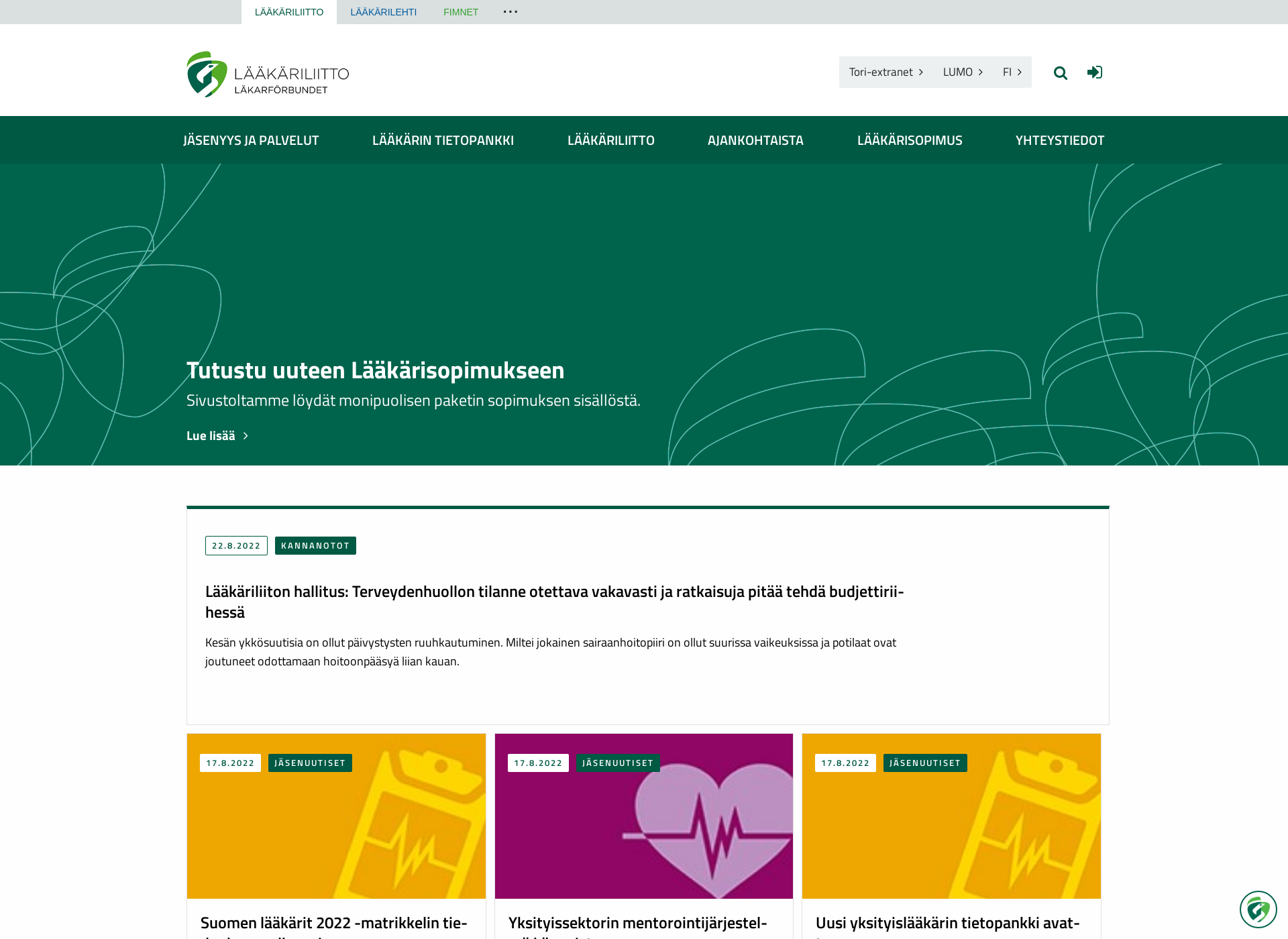 Screenshot for laakariliitto.fi