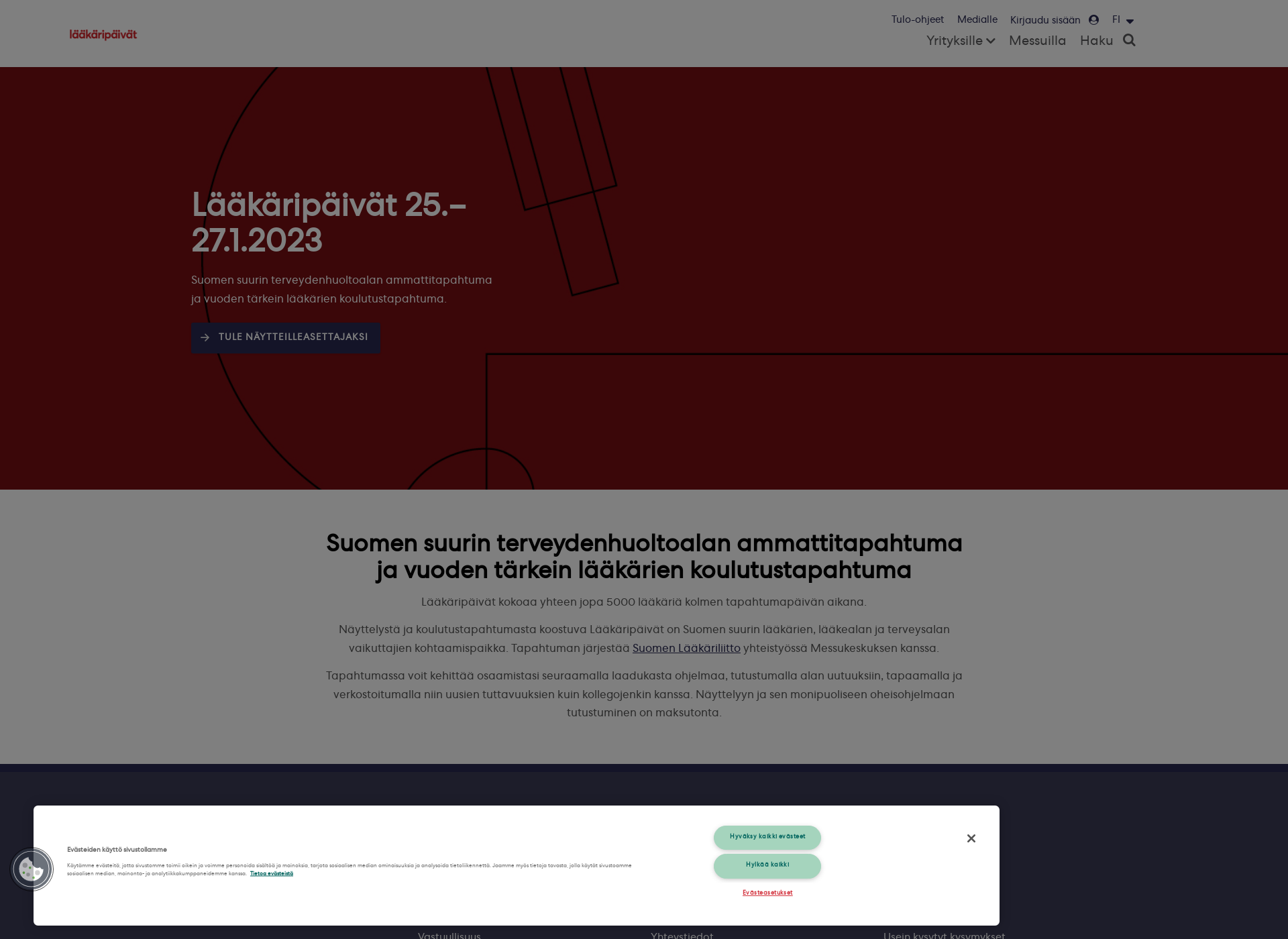 Skärmdump för laakaripaivatnayttely.fi