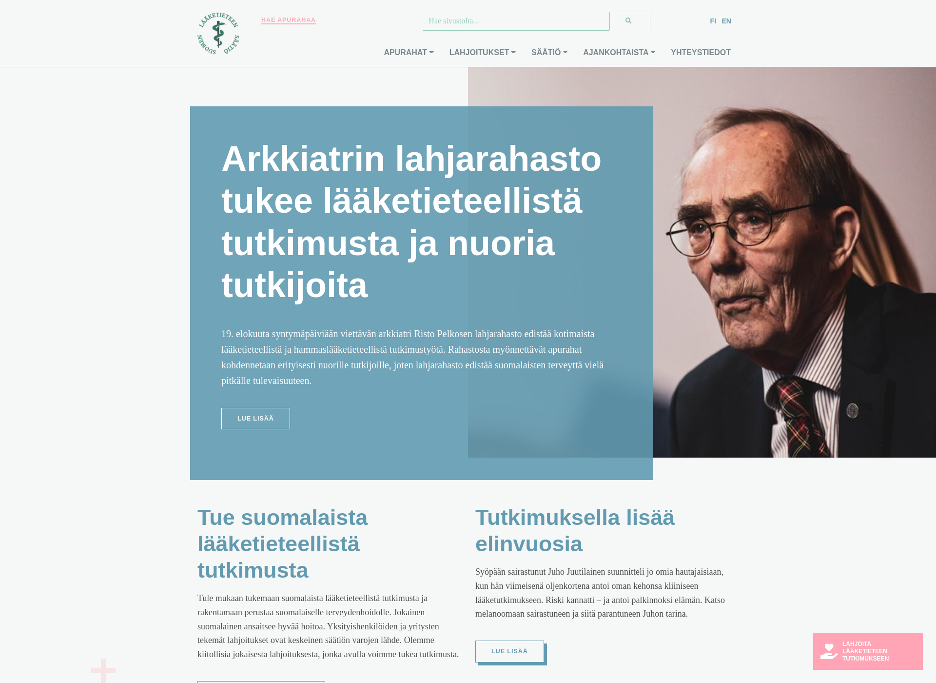 Screenshot for laaketieteentutkimus.fi