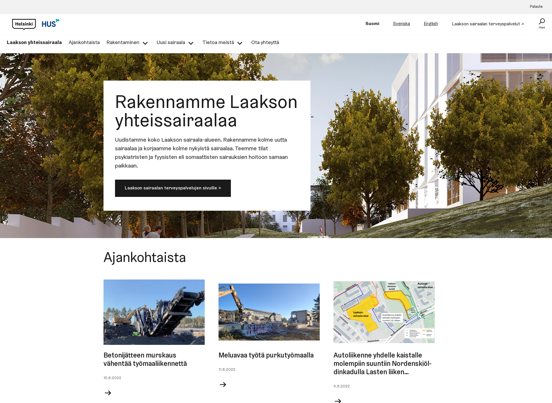 Skärmdump för laaksonsairaala.fi