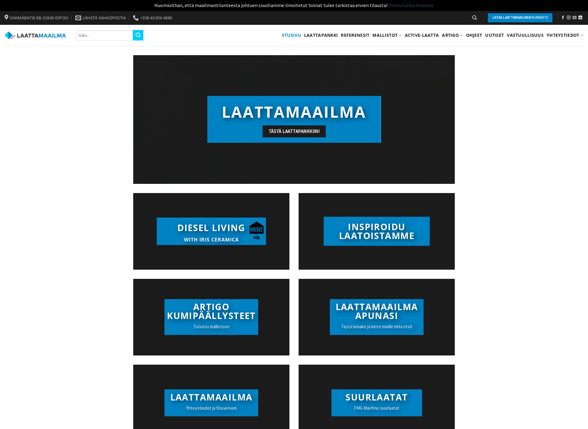 Skärmdump för laattamaailma.fi