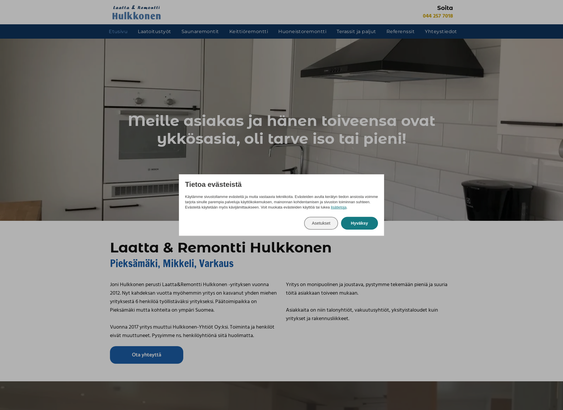 Skärmdump för laattaremonttihulkkonen.fi