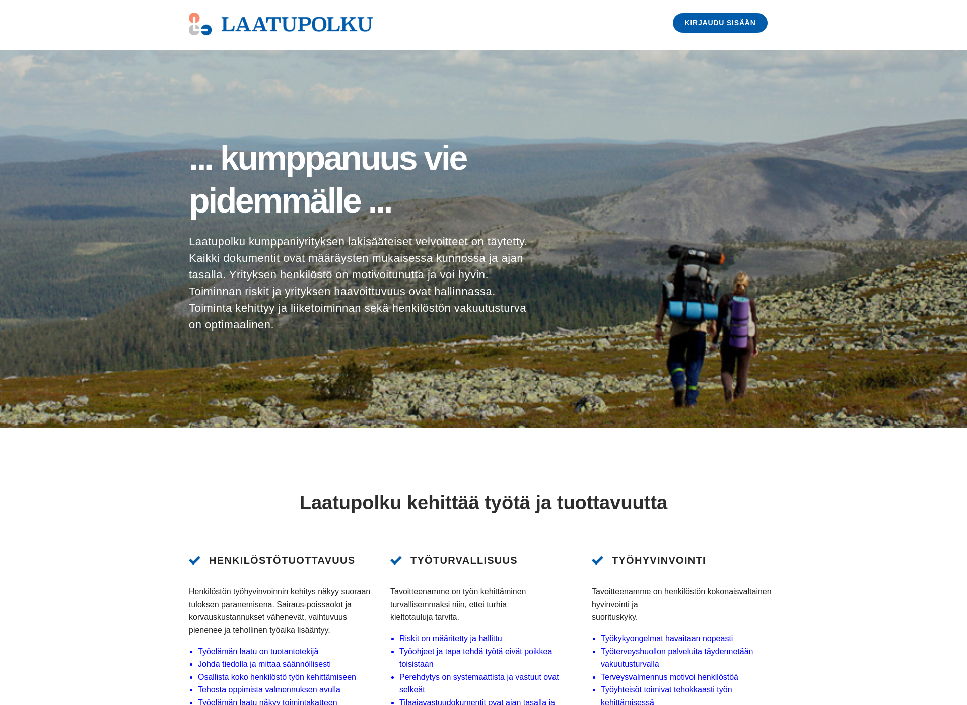 Skärmdump för laatupolku.fi