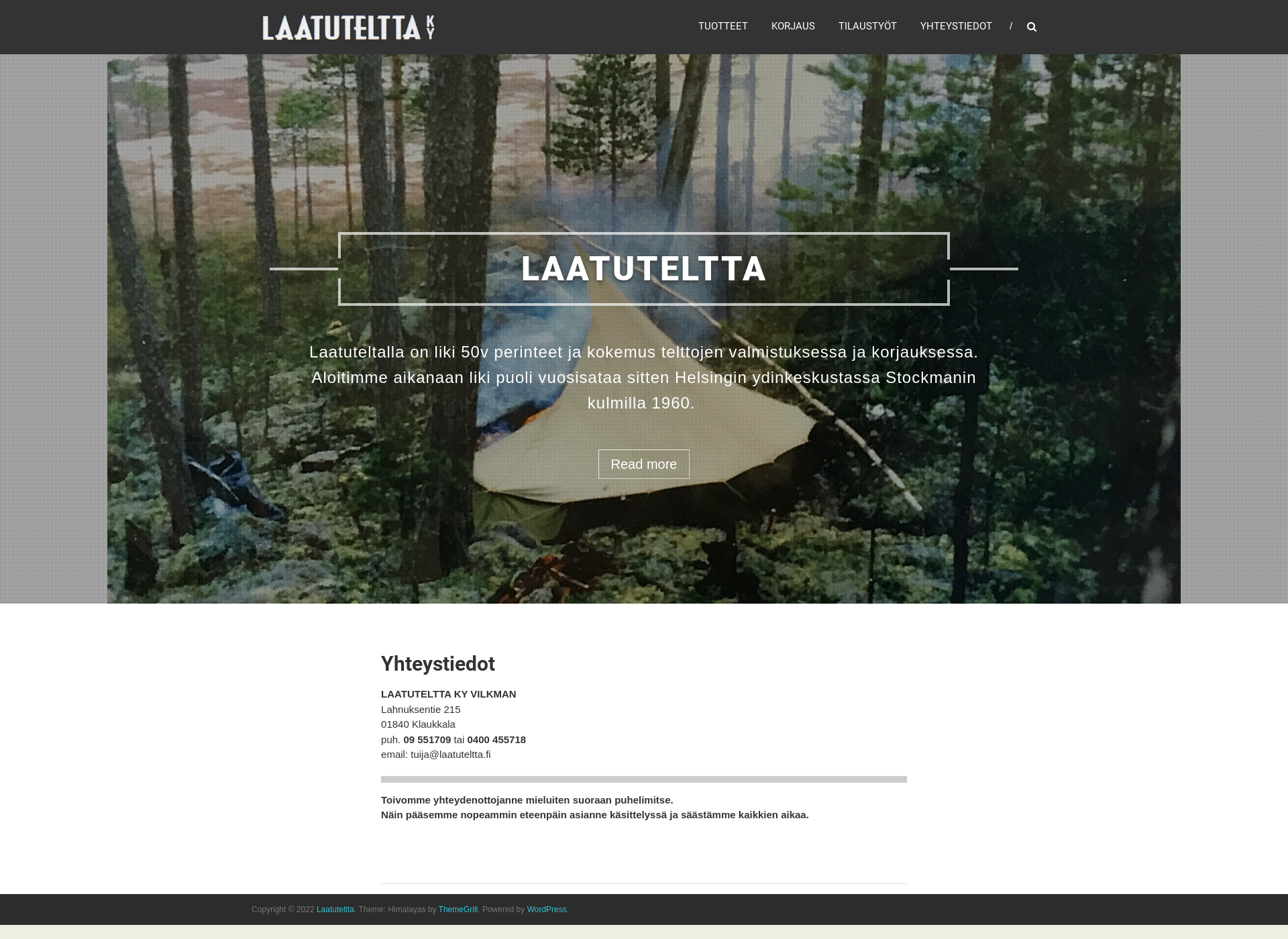 Screenshot for laatuteltta.fi