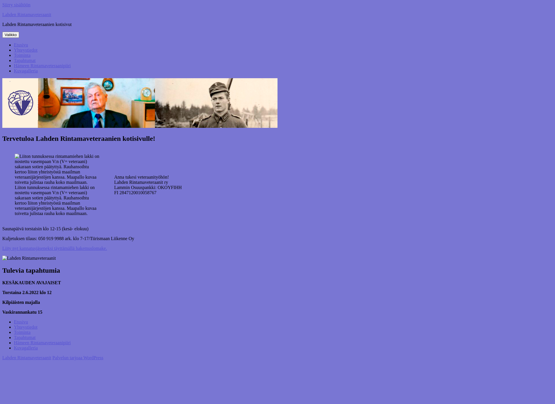 Skärmdump för lahdenrintamaveteraanit.fi