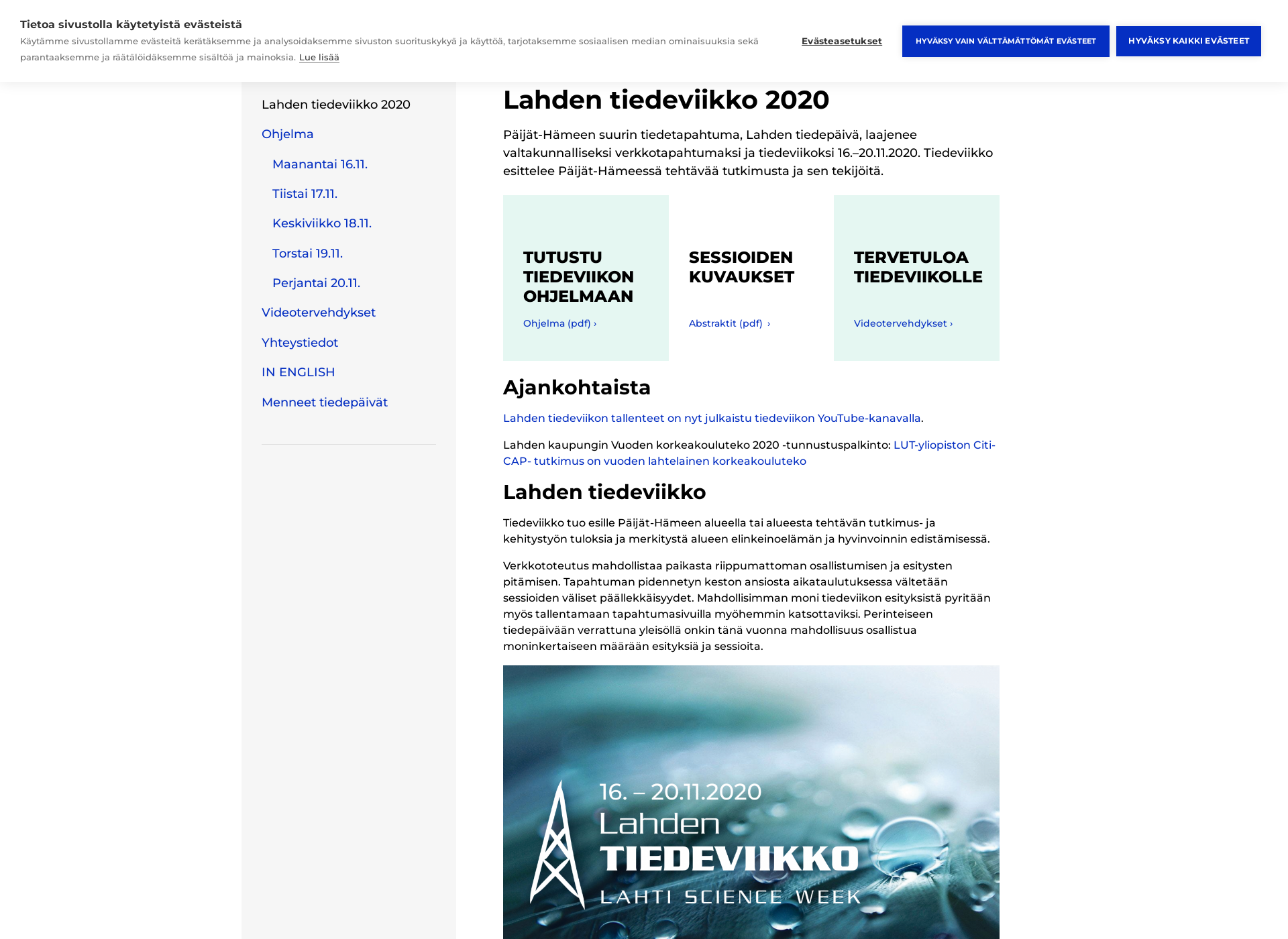 Skärmdump för lahdentiedeviikko.fi