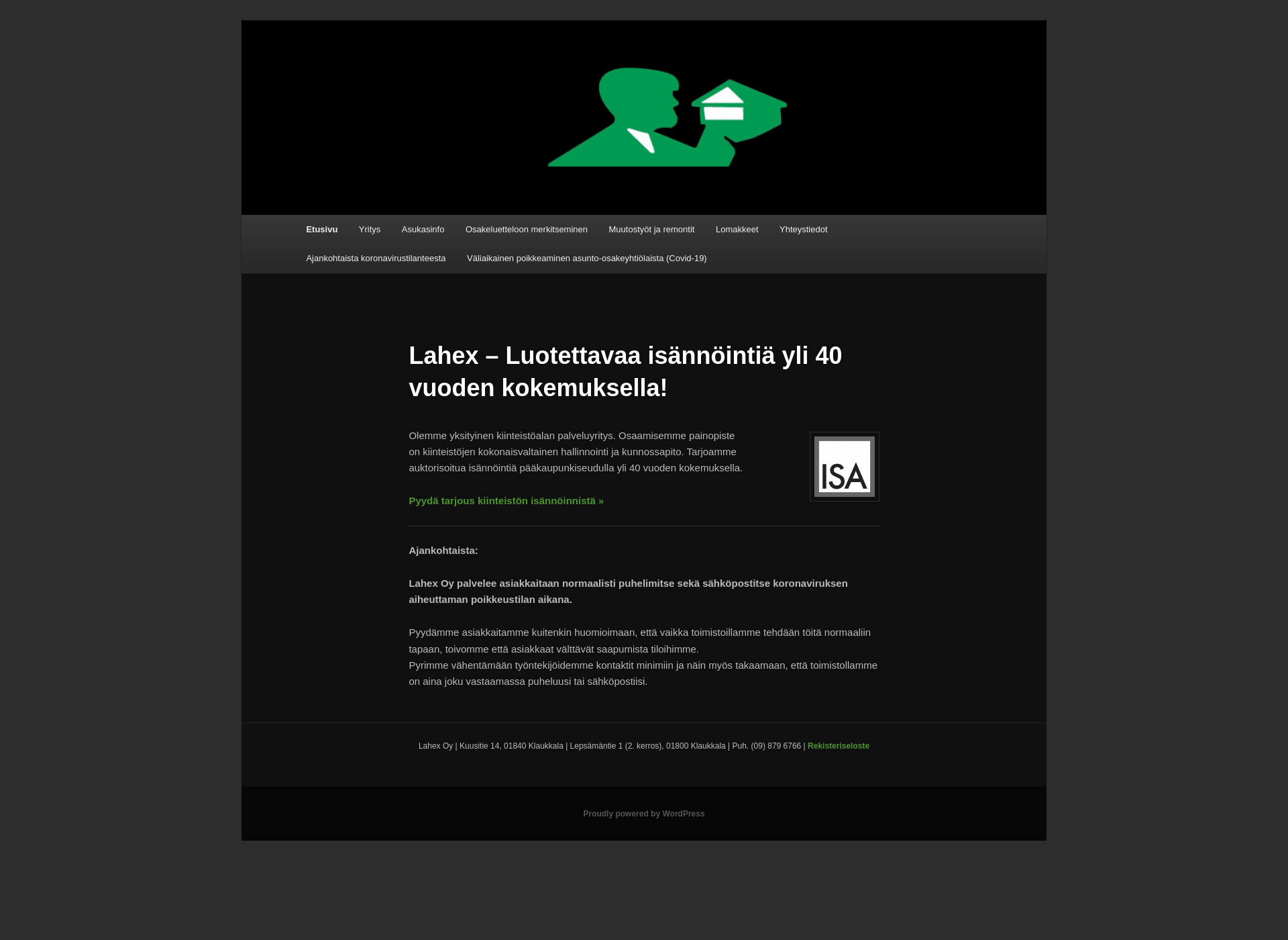 Skärmdump för lahex.fi