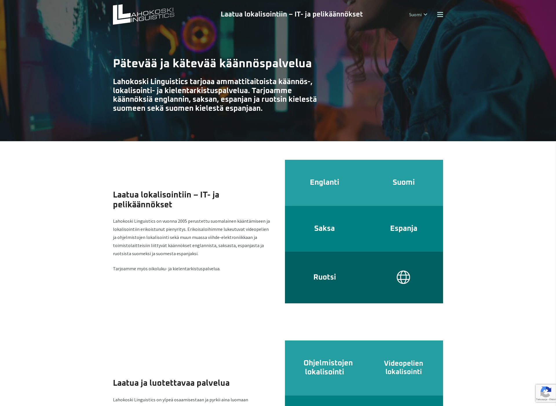 Skärmdump för lahokoski-linguistics.fi
