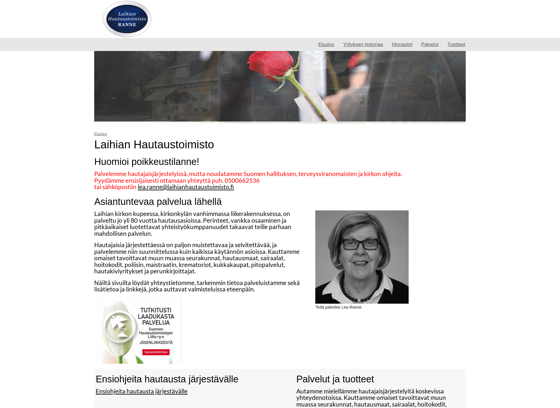 Screenshot for laihianhautaustoimisto.fi