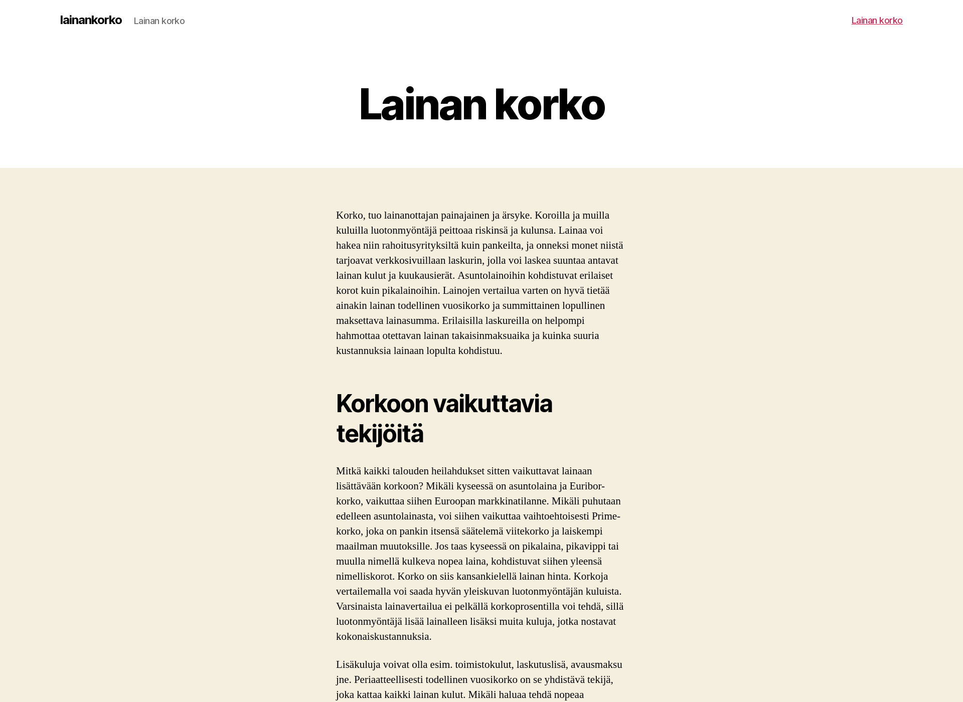 Skärmdump för lainankorko.fi