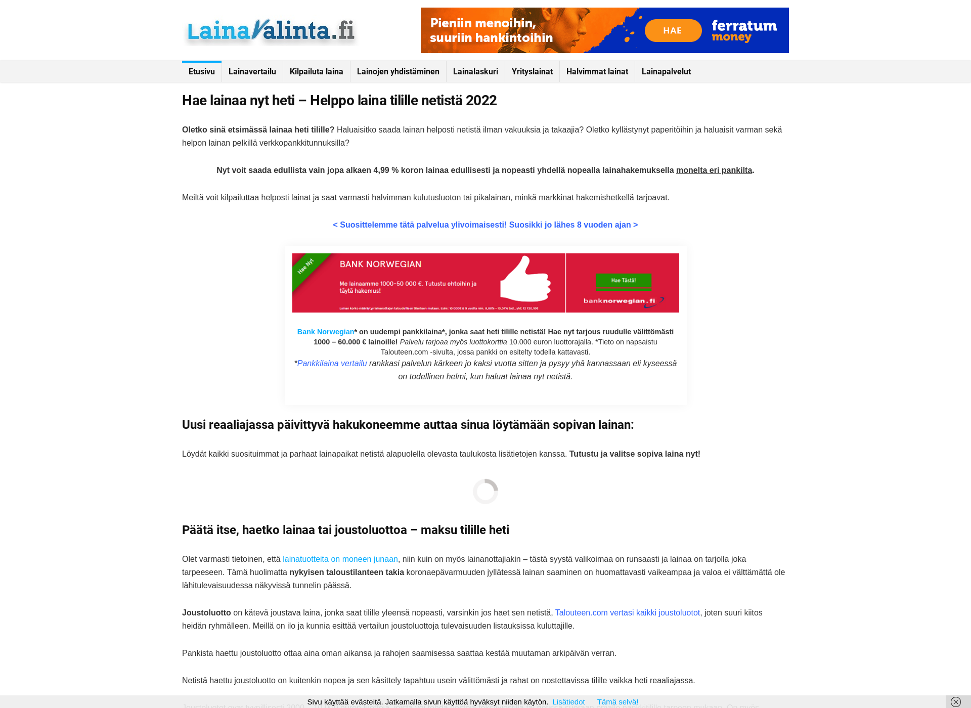Screenshot for lainavalinta.fi