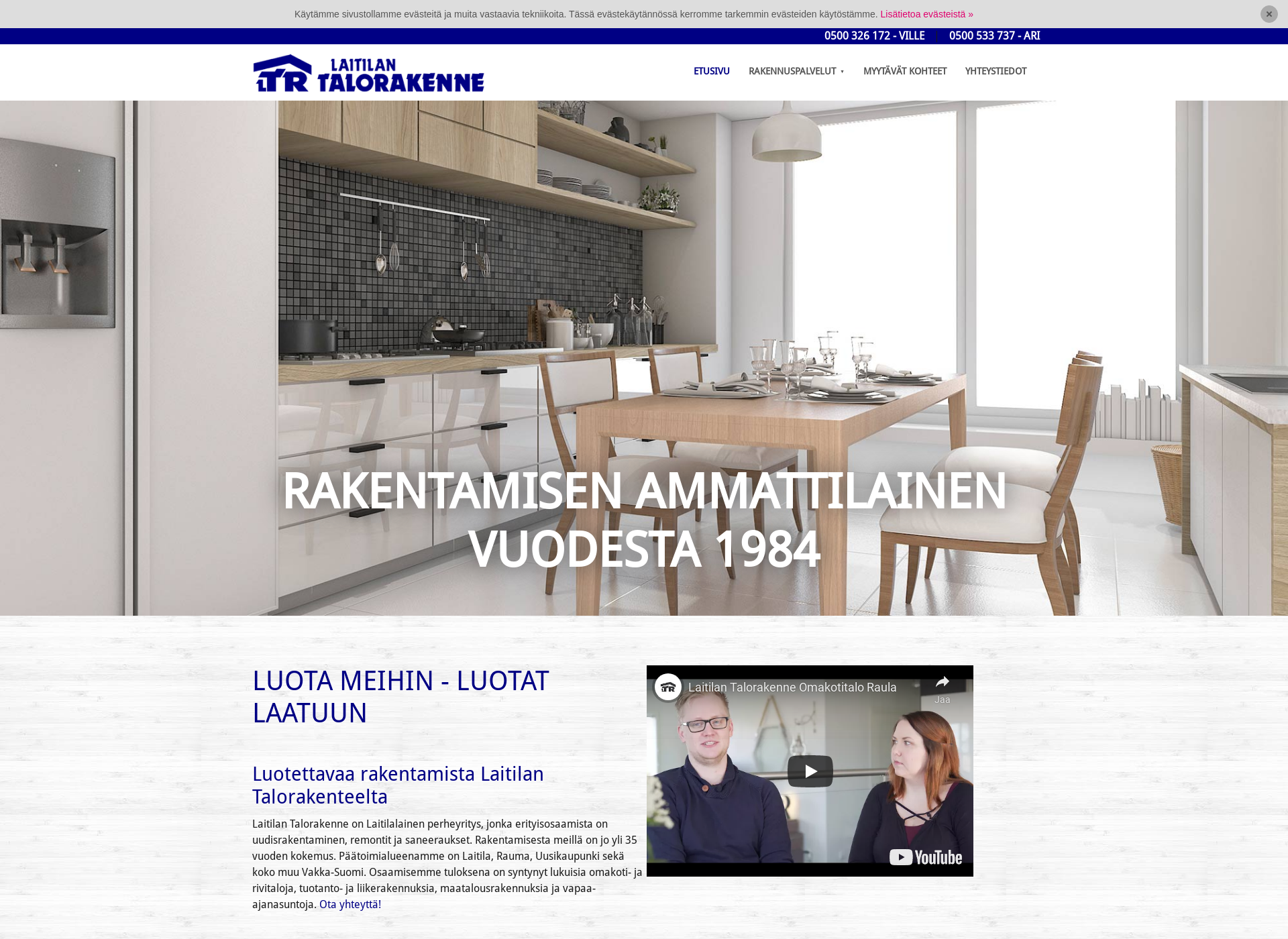 Skärmdump för laitilantalorakenne.fi