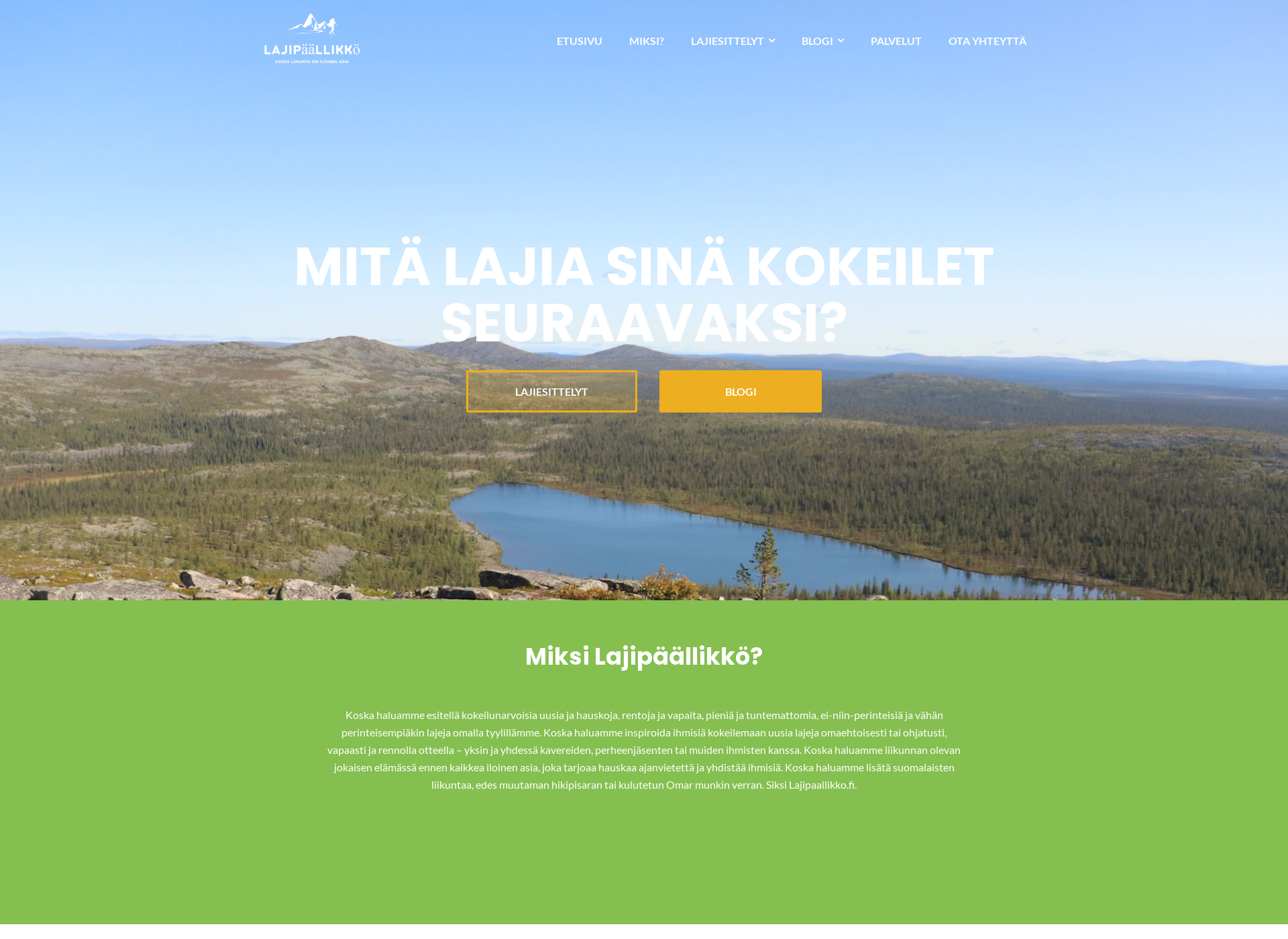 Skärmdump för lajipaallikko.fi