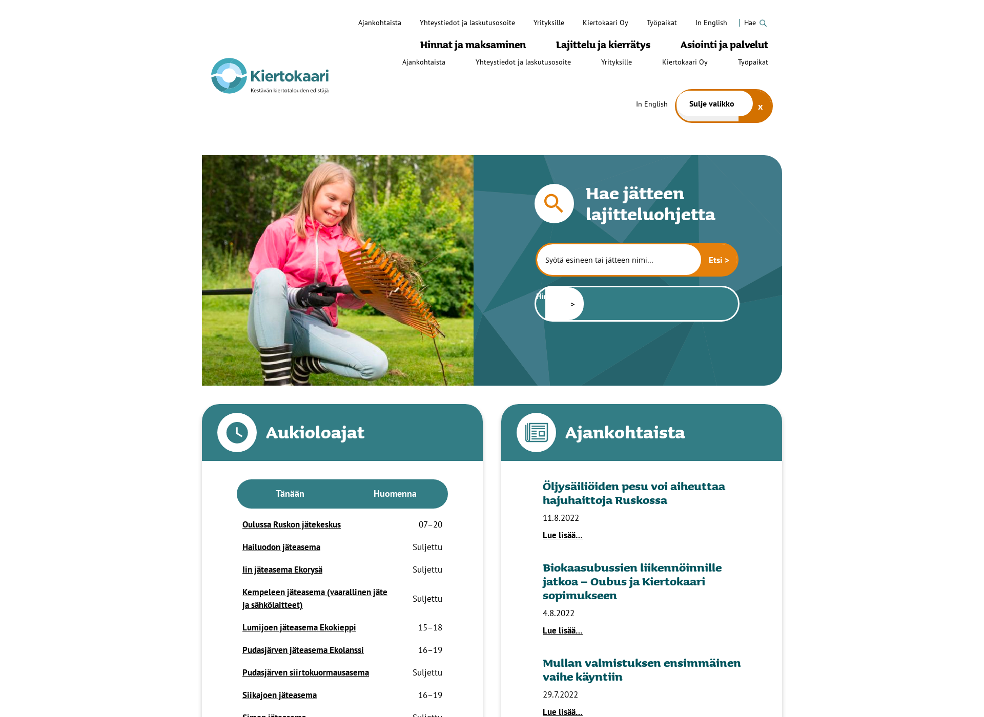 Screenshot for lajitteluopas.fi