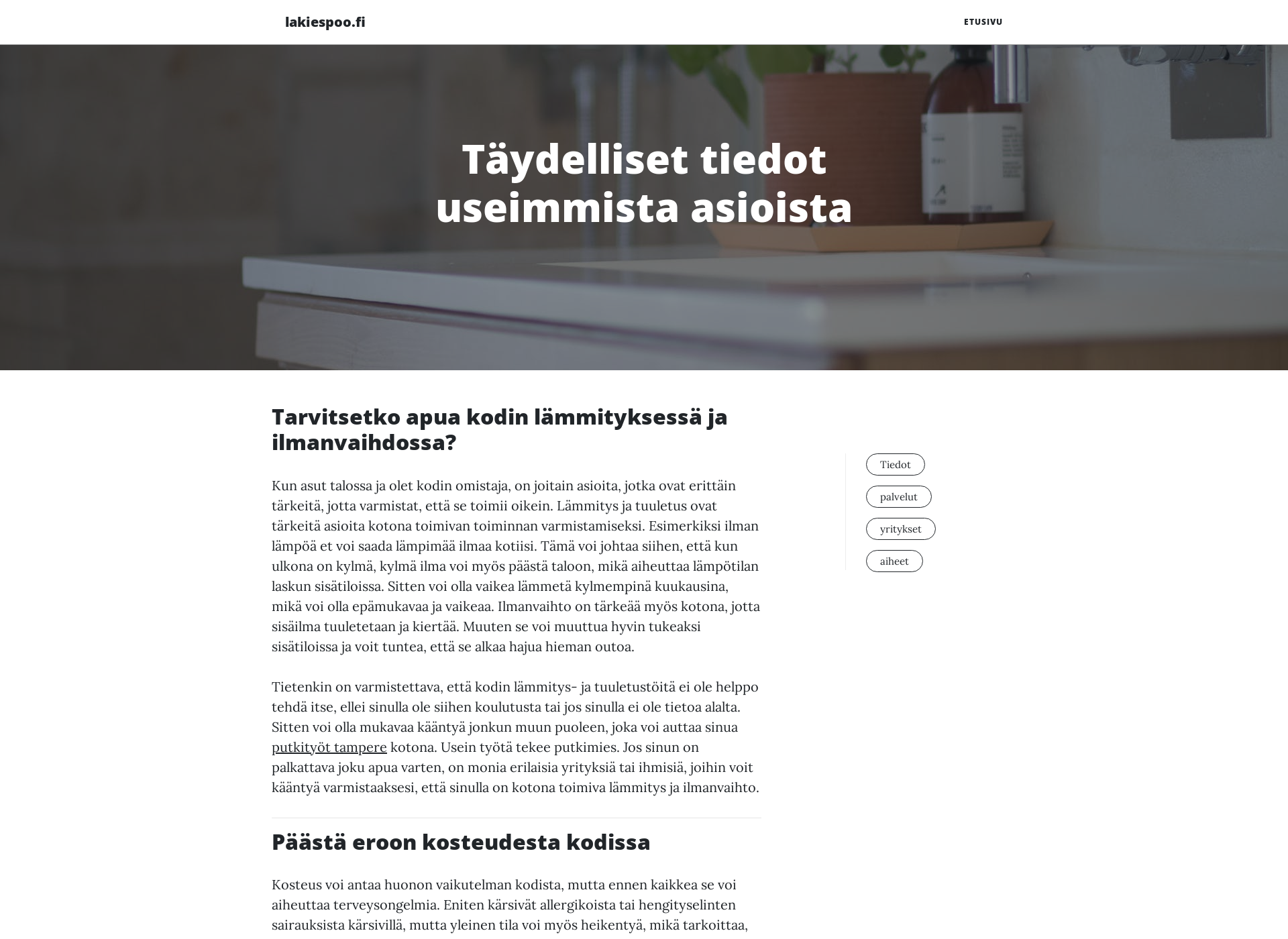 Skärmdump för lakiespoo.fi