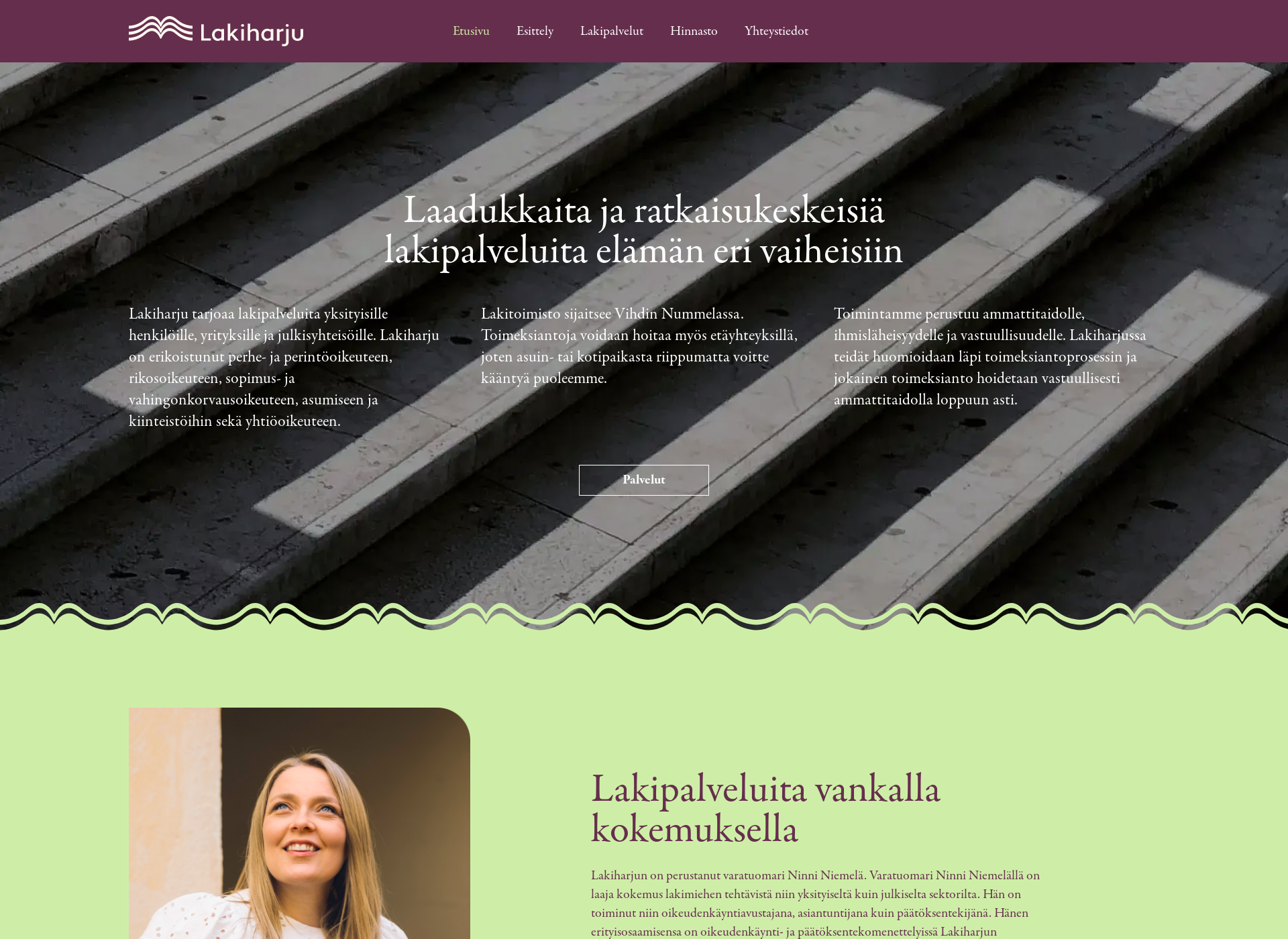 Skärmdump för lakiharju.fi