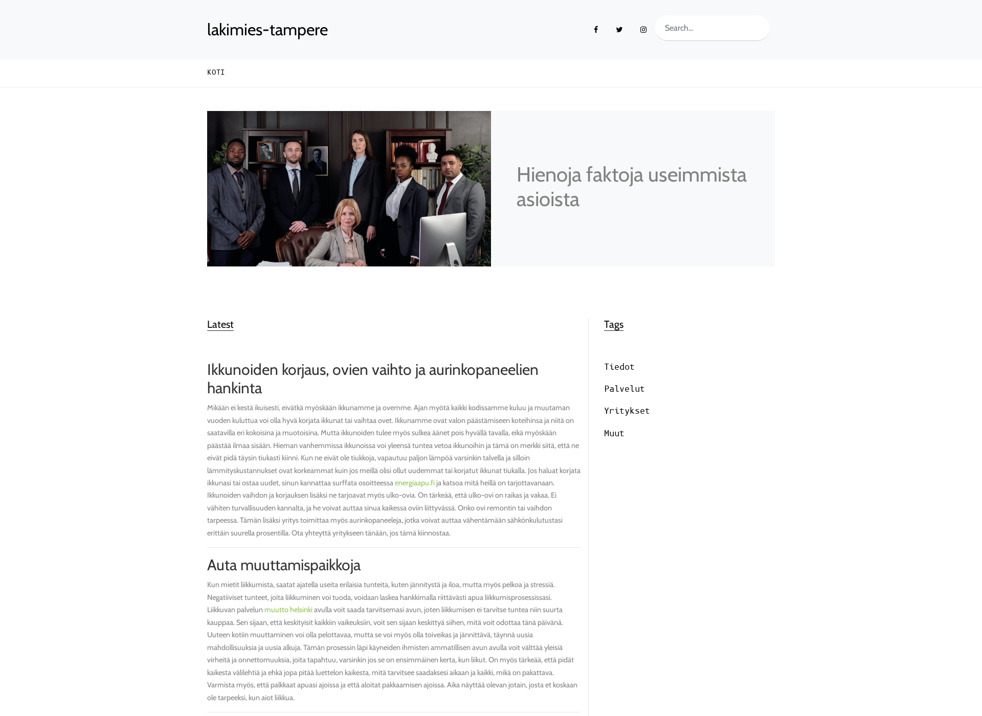 Skärmdump för lakimies-tampere.fi