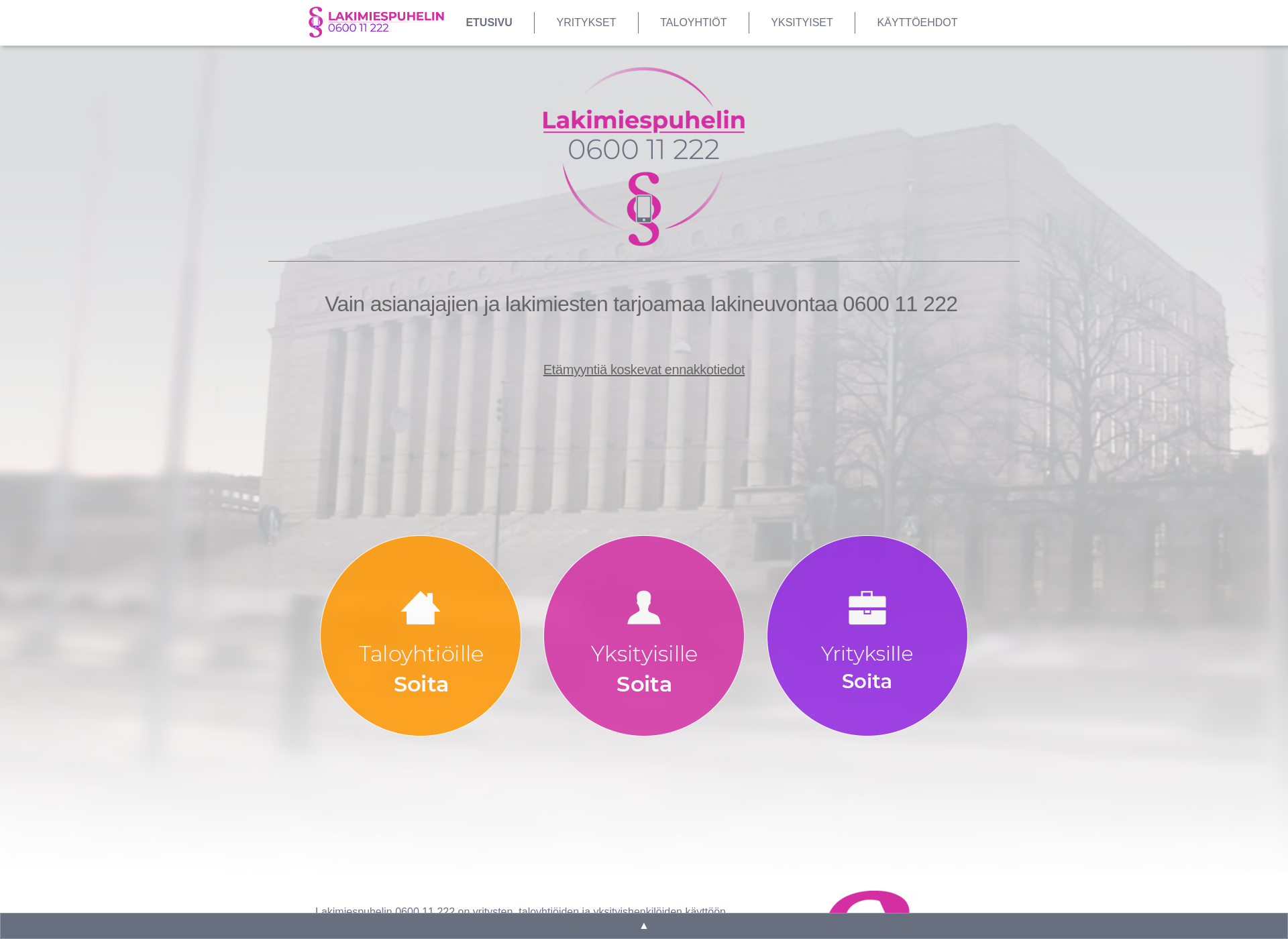 Screenshot for lakimiespuhelin.fi