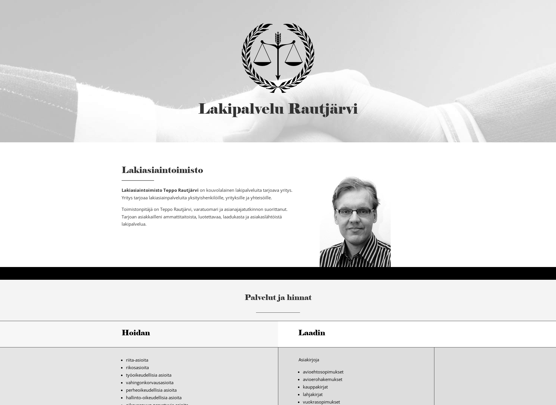 Skärmdump för lakipalvelurautjarvi.fi