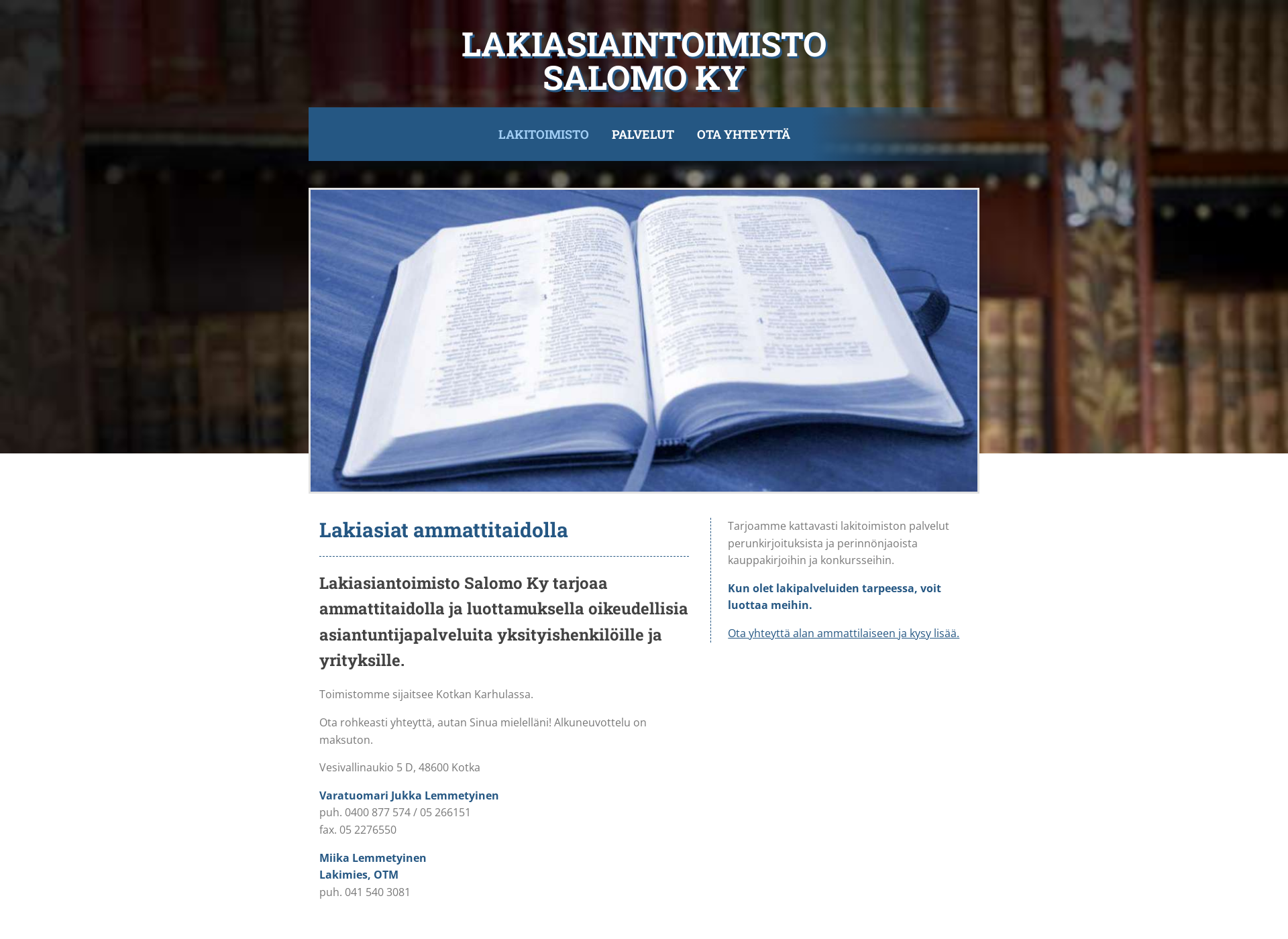 Skärmdump för lakitoimistosalomo.fi