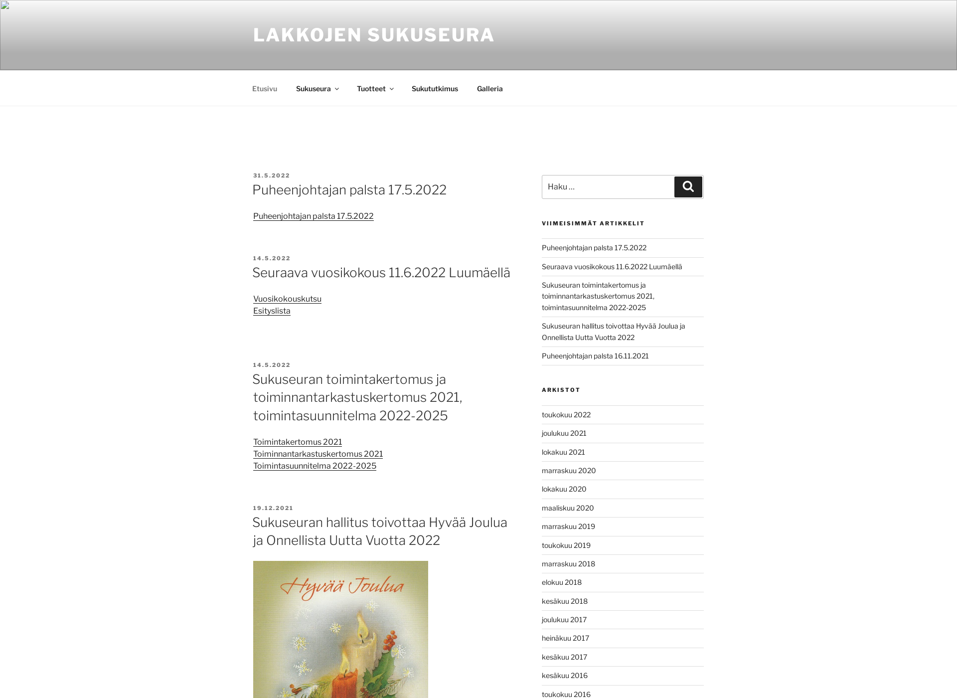 Screenshot for lakkojensukuseura.fi