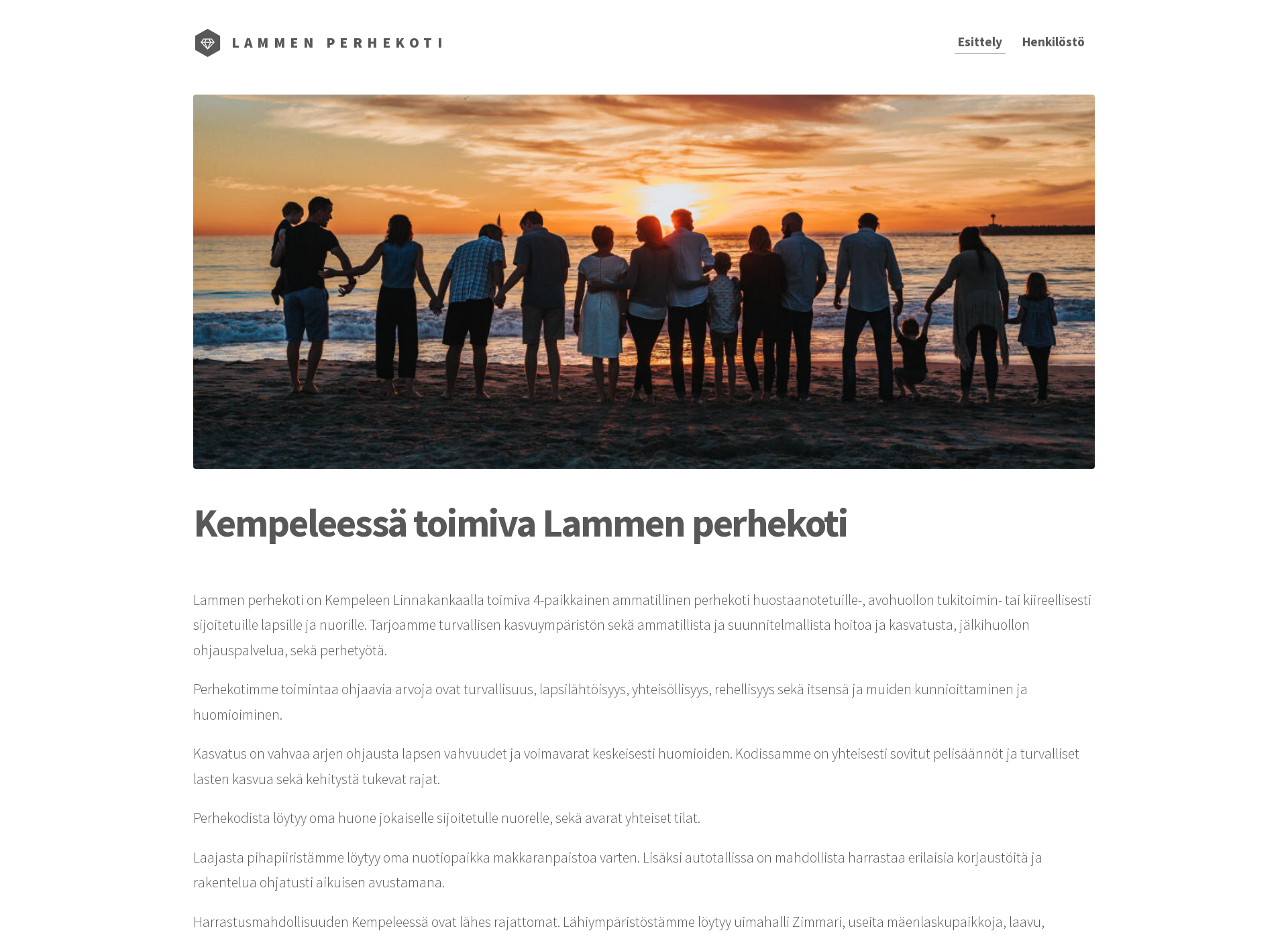 Skärmdump för lammenperhekoti.fi