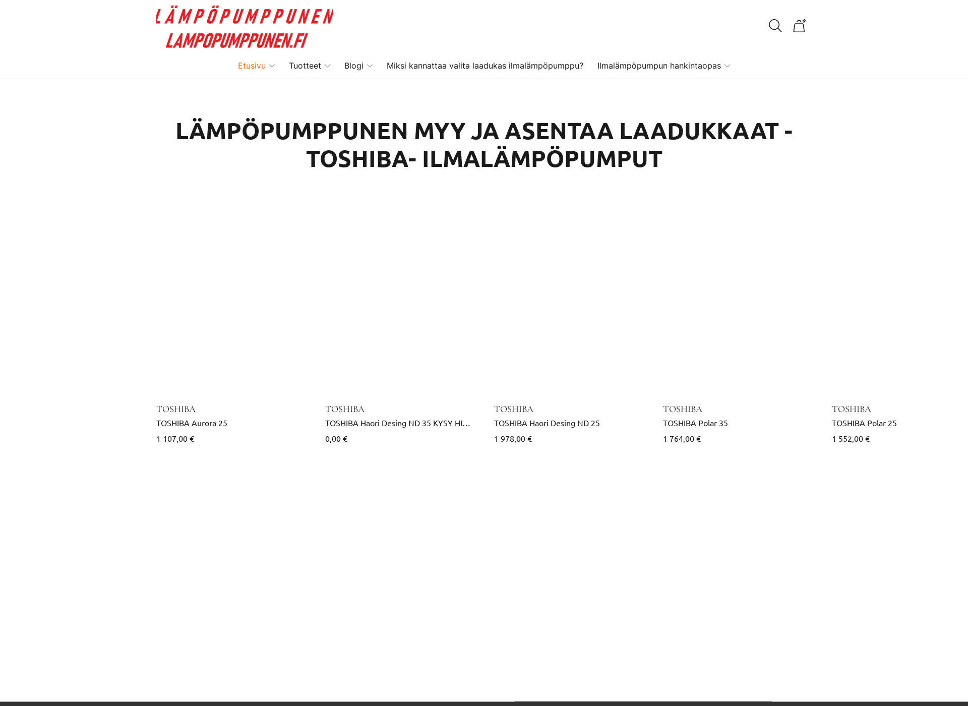 Skärmdump för lampopumppunen.fi