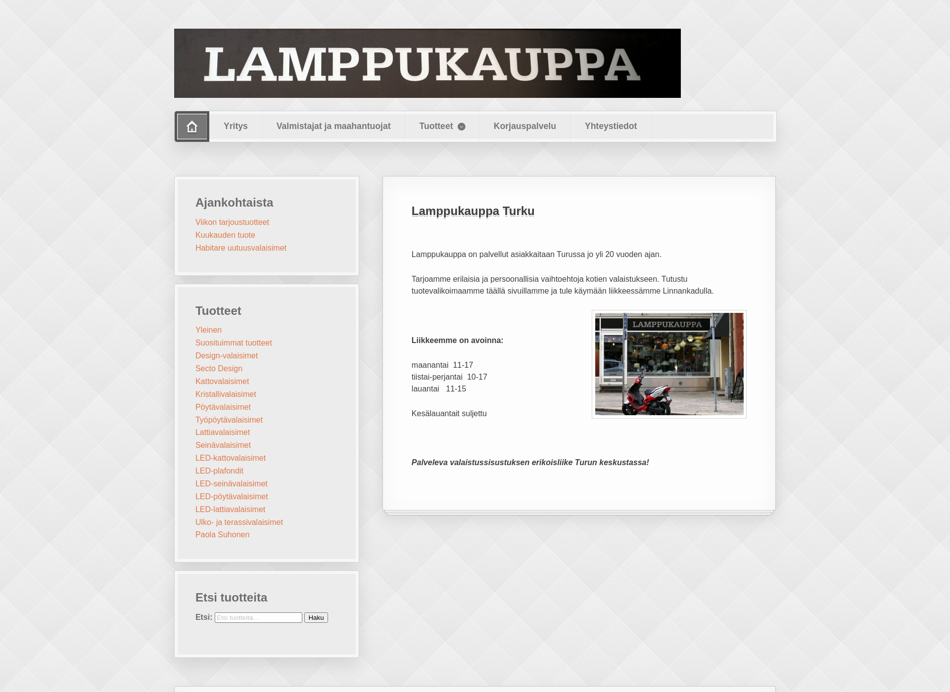 Skärmdump för lamppukauppaturku.fi