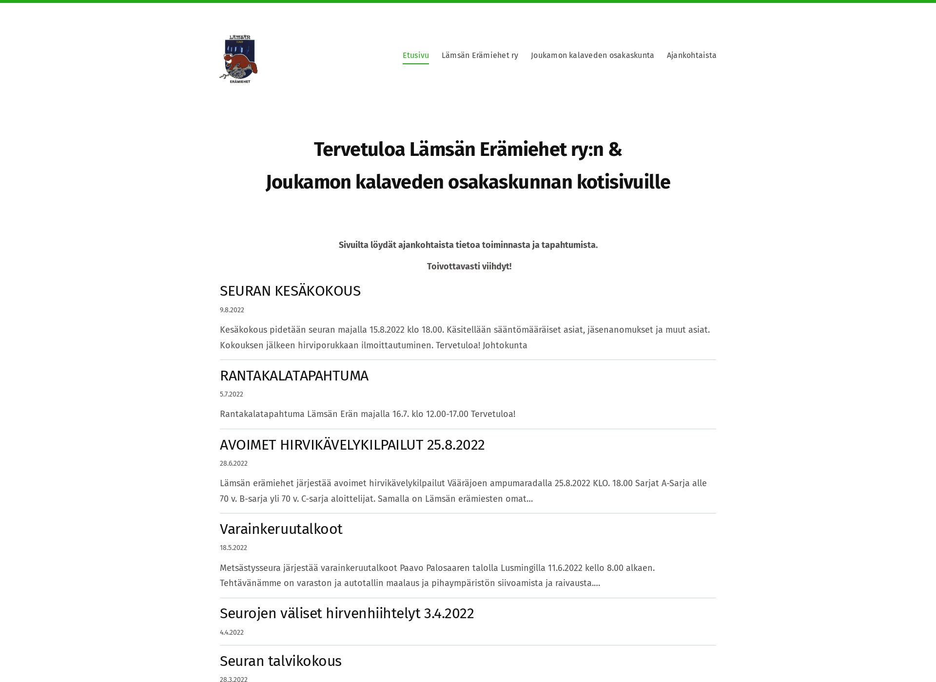 Skärmdump för lamsaneramiehet.fi