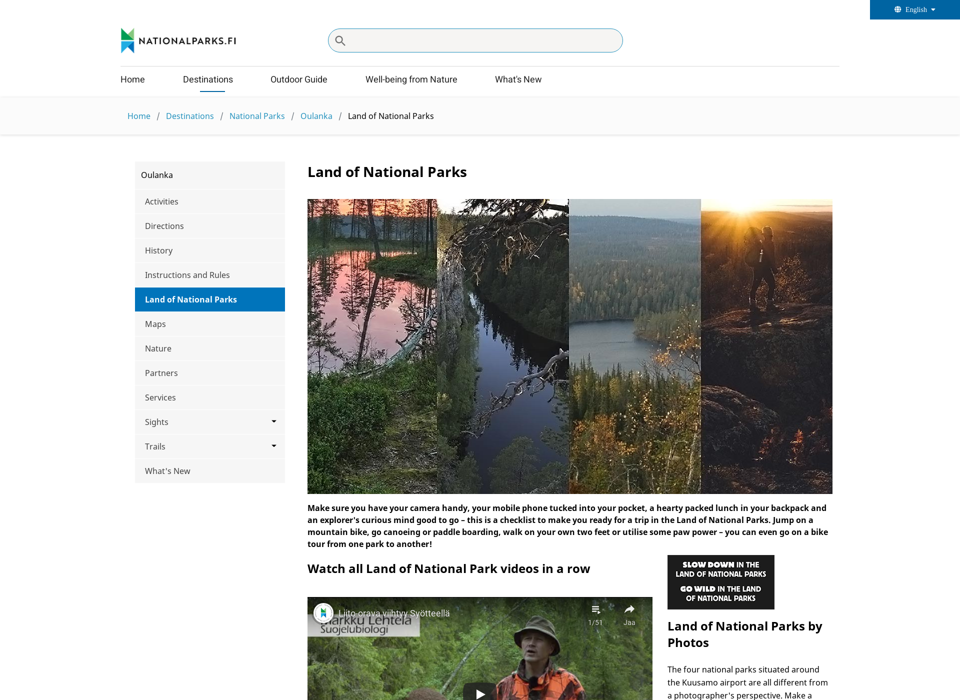 Screenshot for landofnationalparks.fi