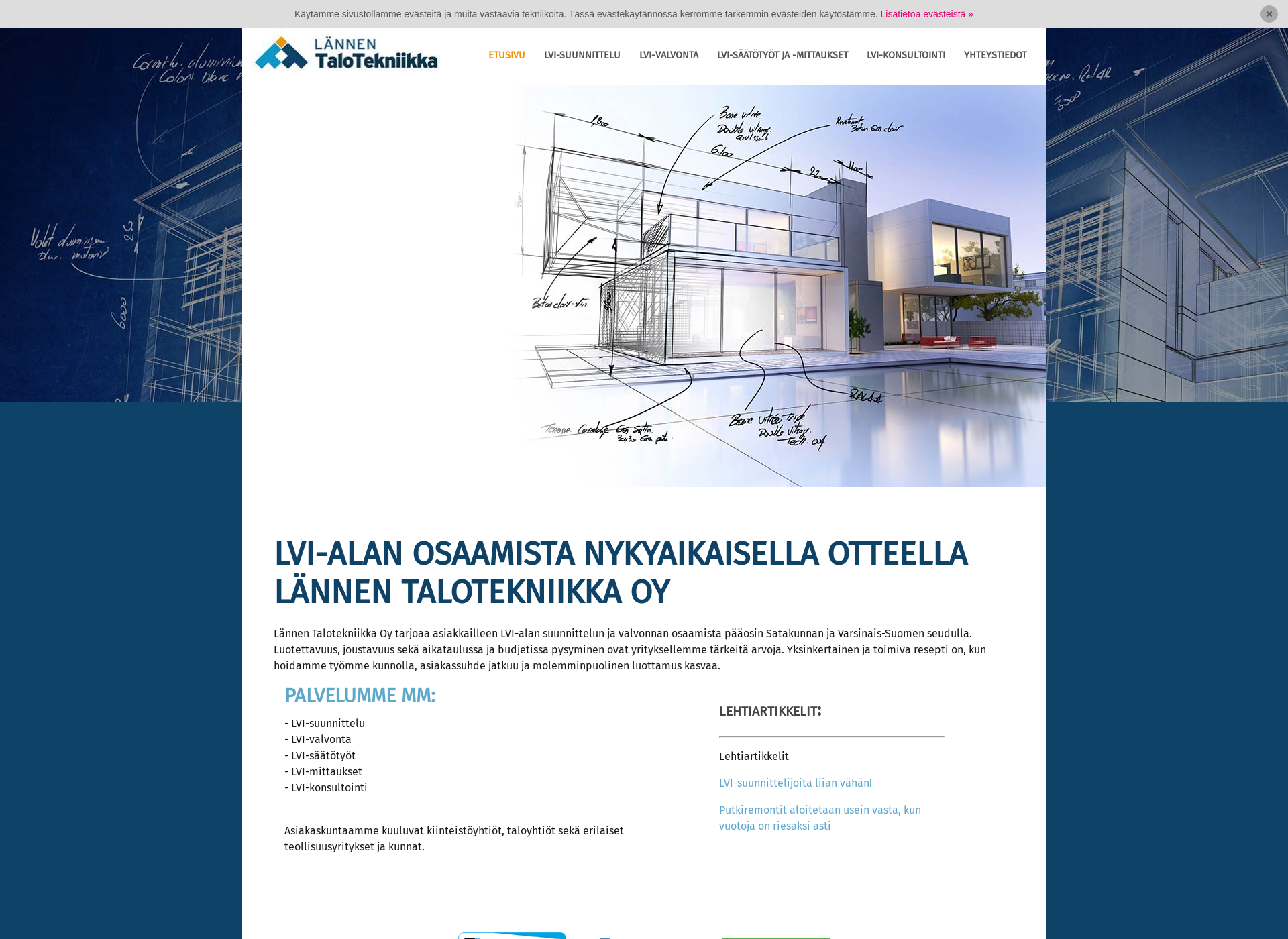 Skärmdump för lannentalotekniikka.fi