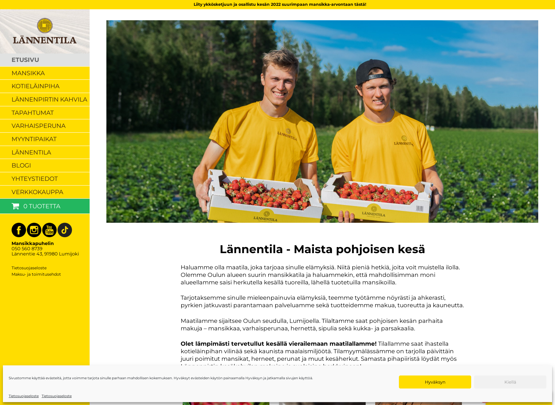 Skärmdump för lannentila.fi