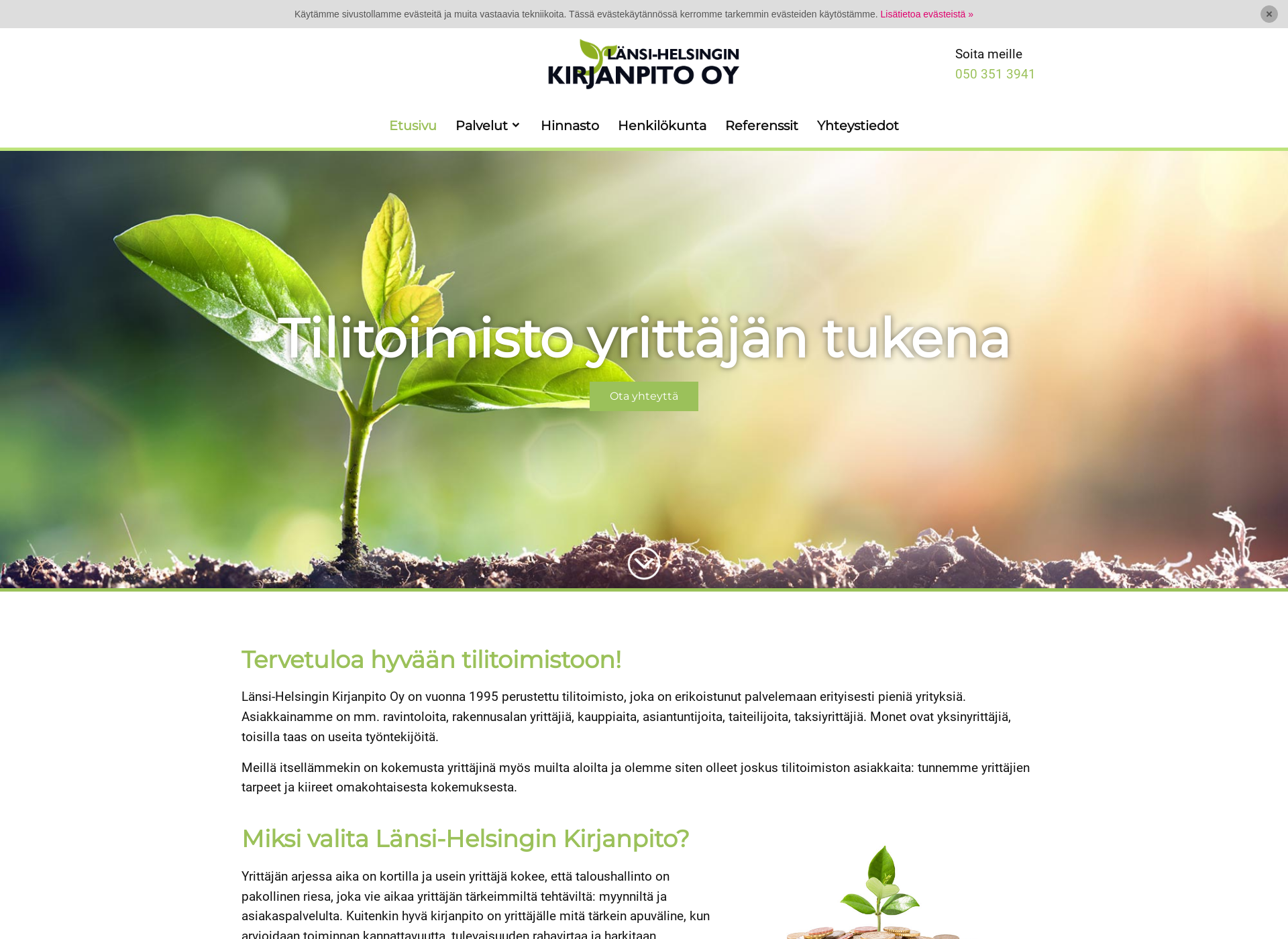Skärmdump för lansihelsinginkirjanpito.fi