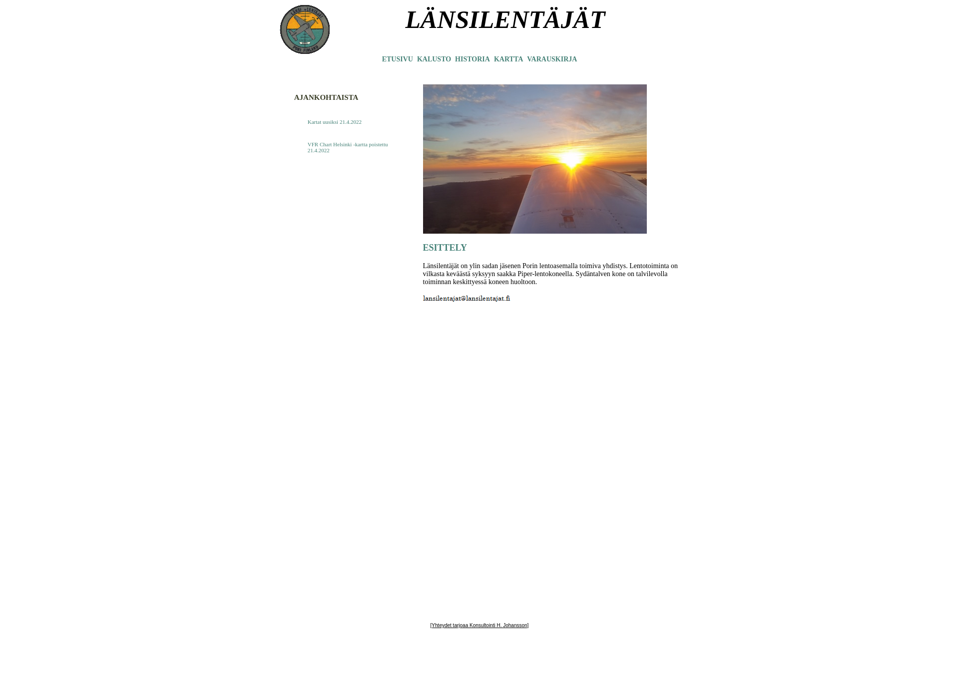 Skärmdump för lansilentajat.fi
