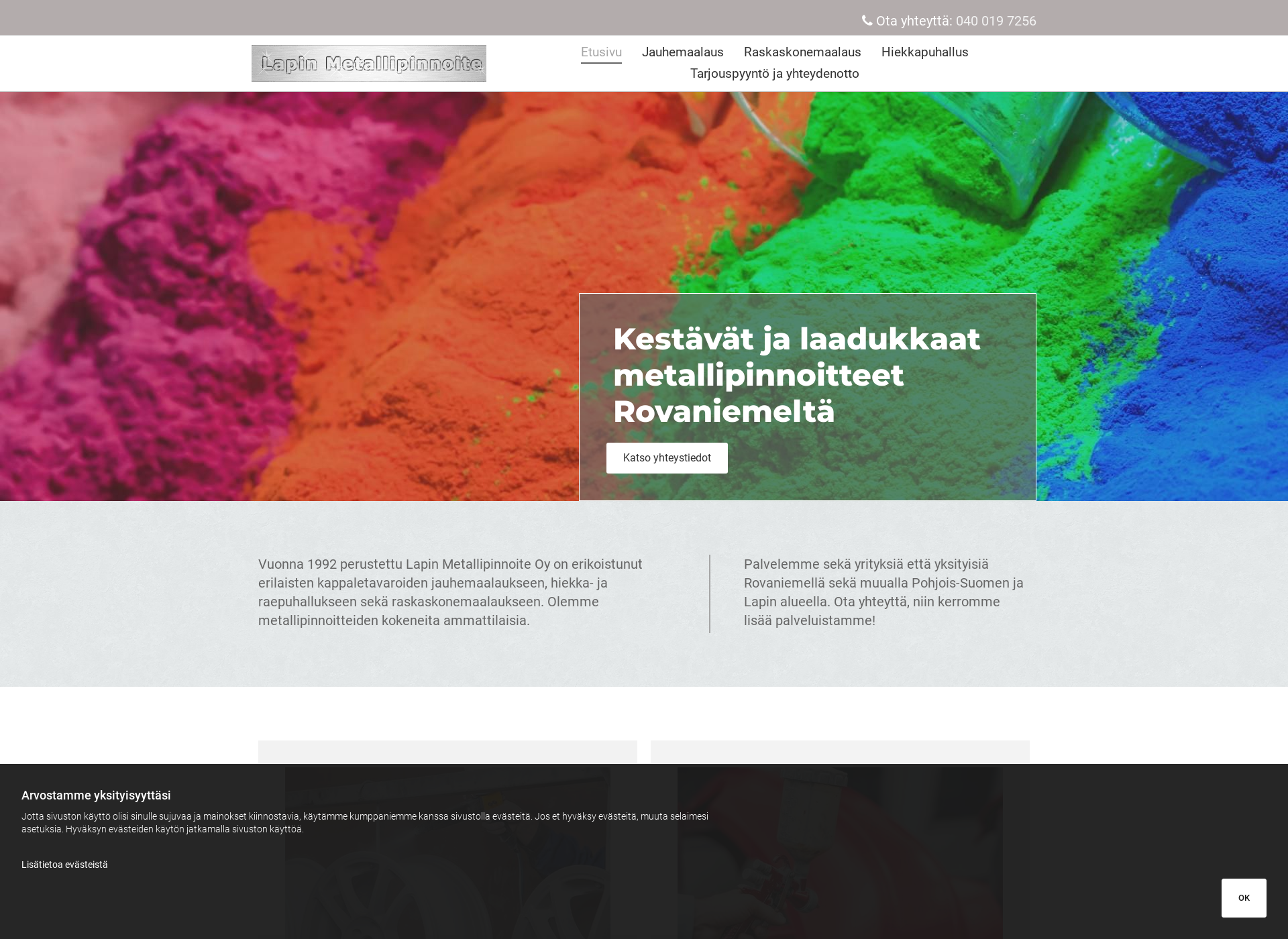 Screenshot for lapinmetallipinnoite.fi