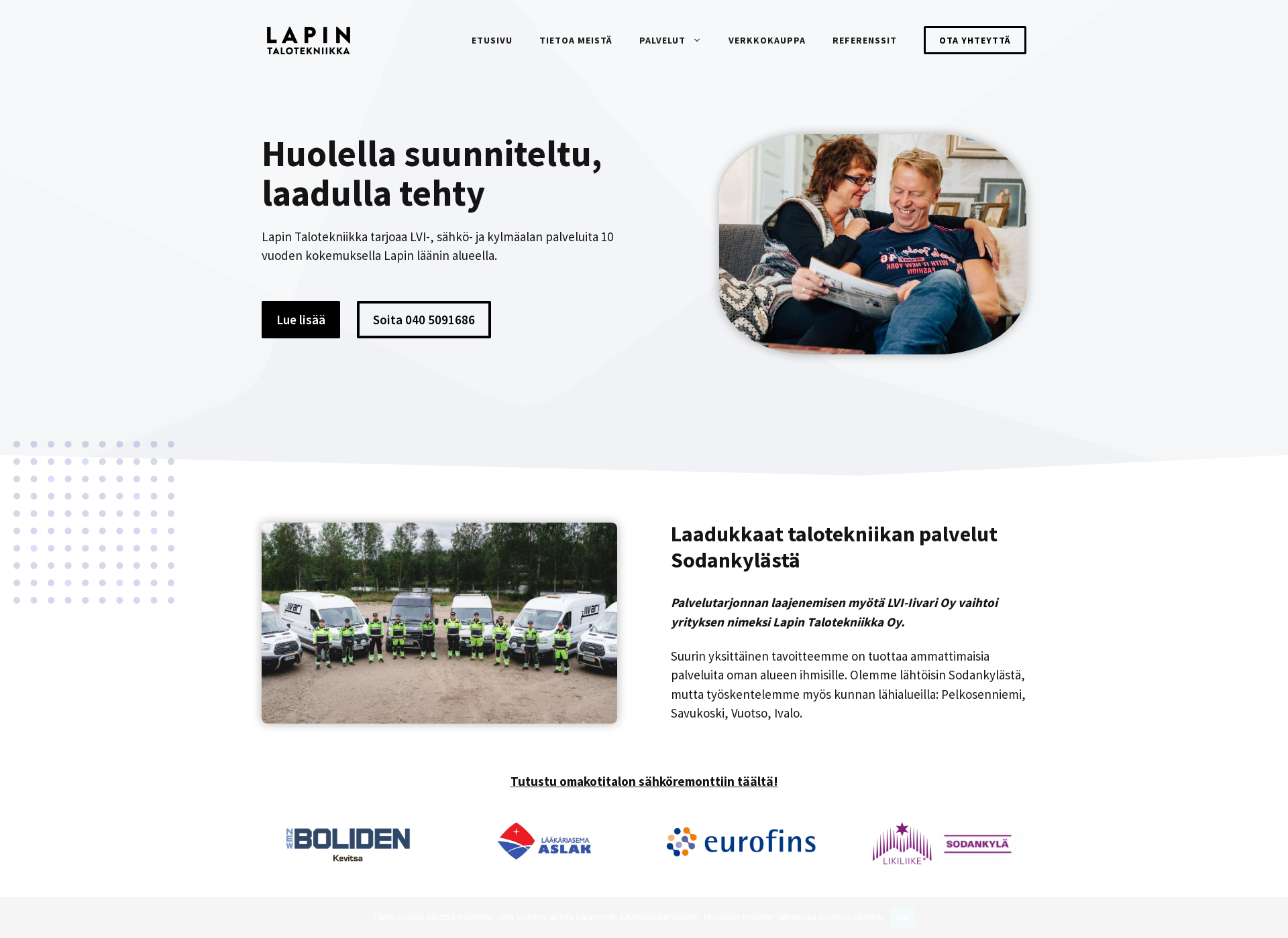 Skärmdump för lapintalotekniikka.fi