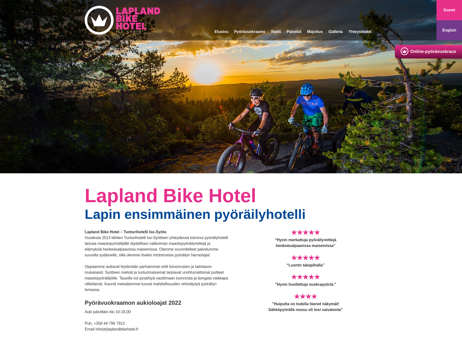 Screenshot for laplandbikehotel.fi