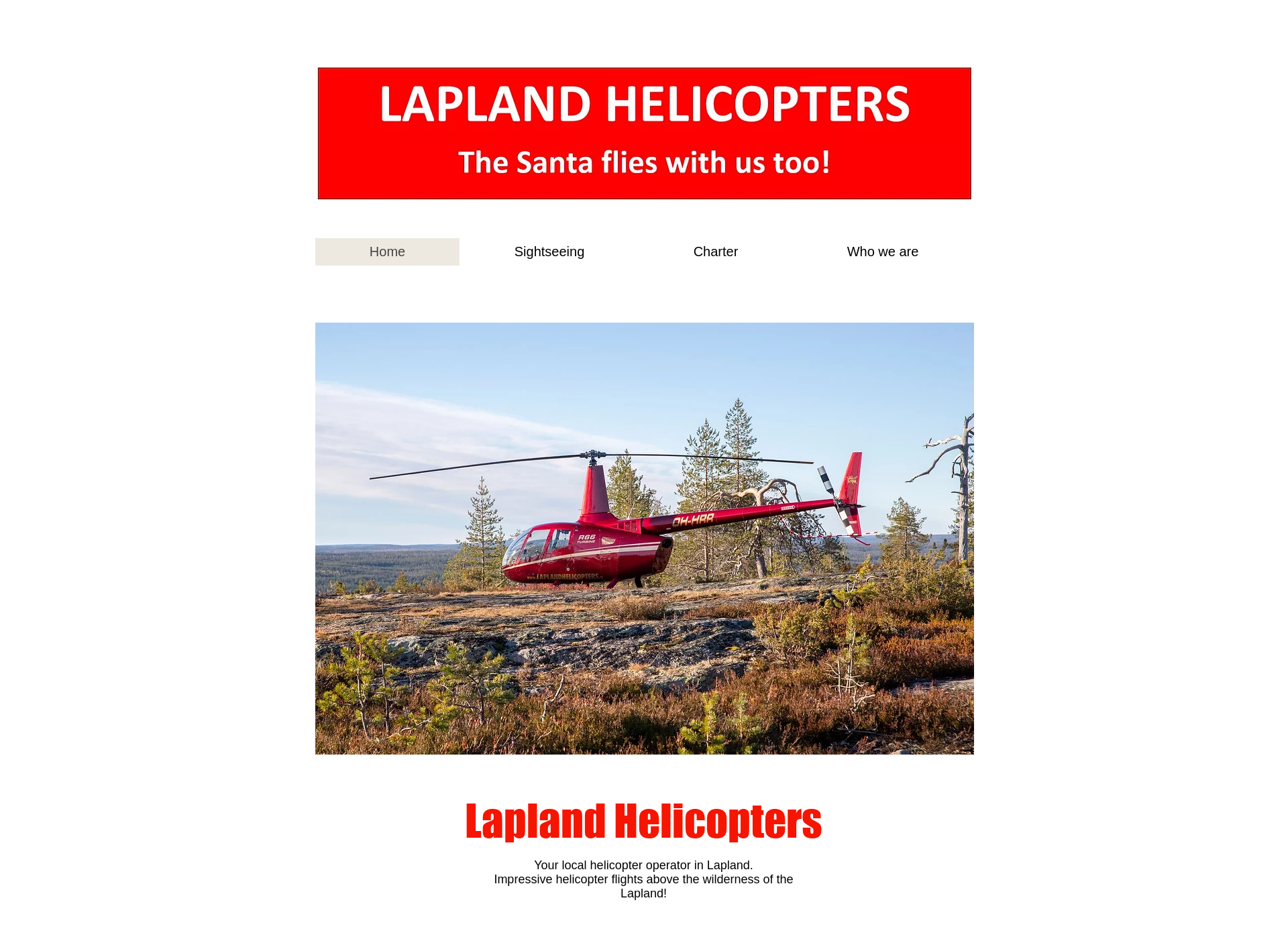 Skärmdump för laplandhelicopters.fi