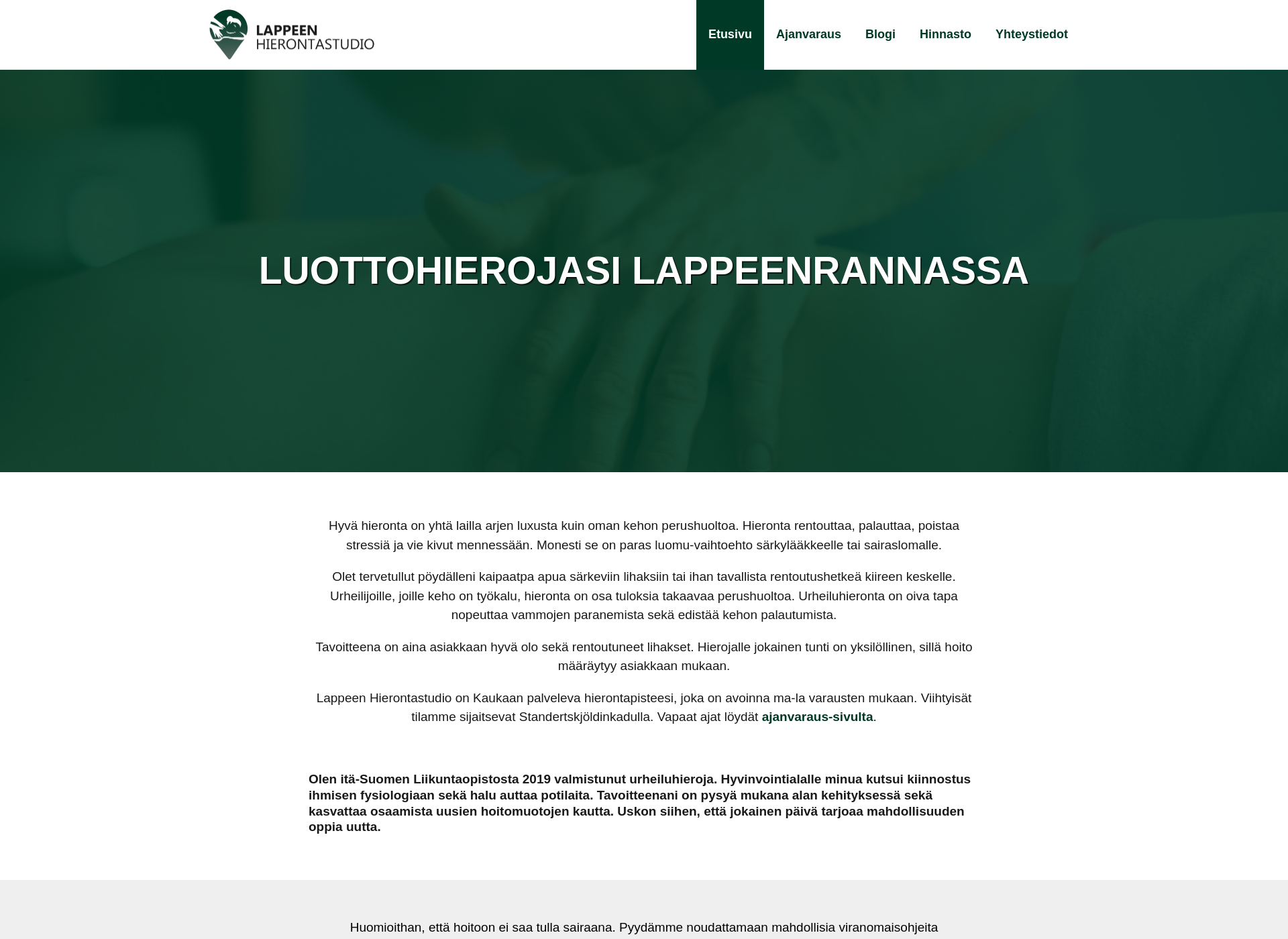 Näyttökuva lappeenhierontastudio.fi