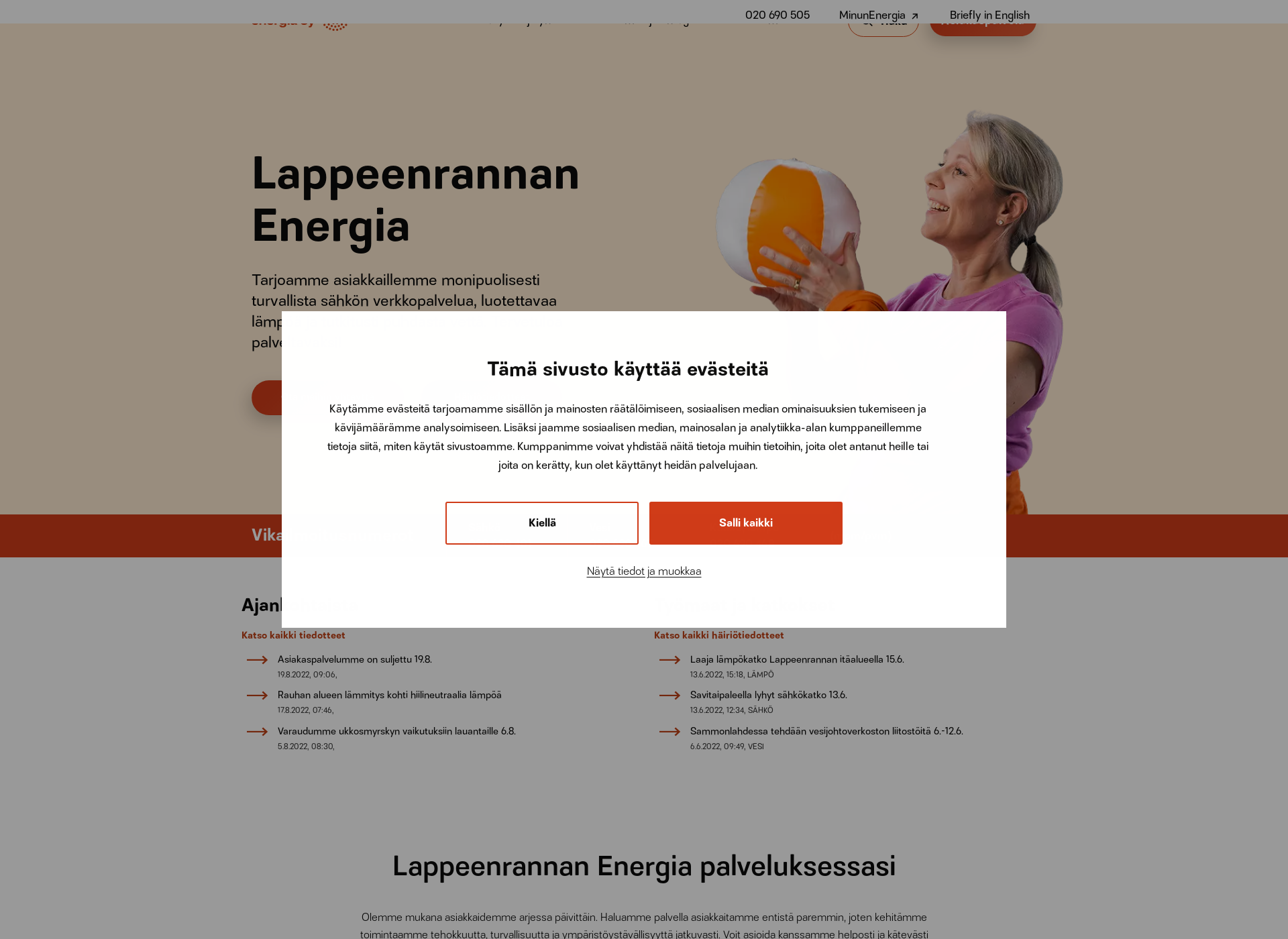 Näyttökuva lappeenrannanenergia.fi