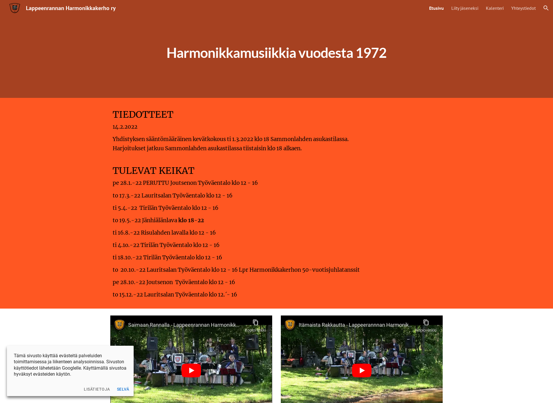 Skärmdump för lappeenrannanharmonikkakerho.fi