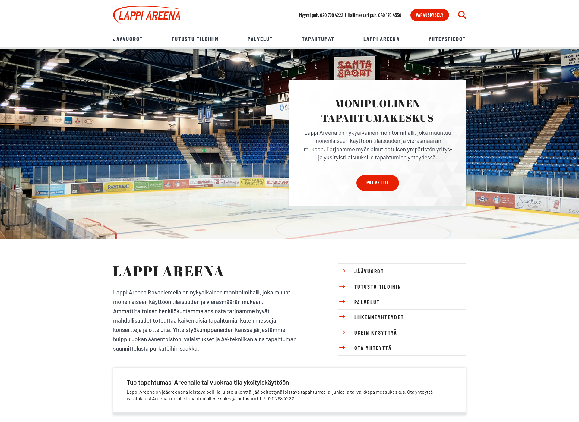 Screenshot for lappiareena.fi