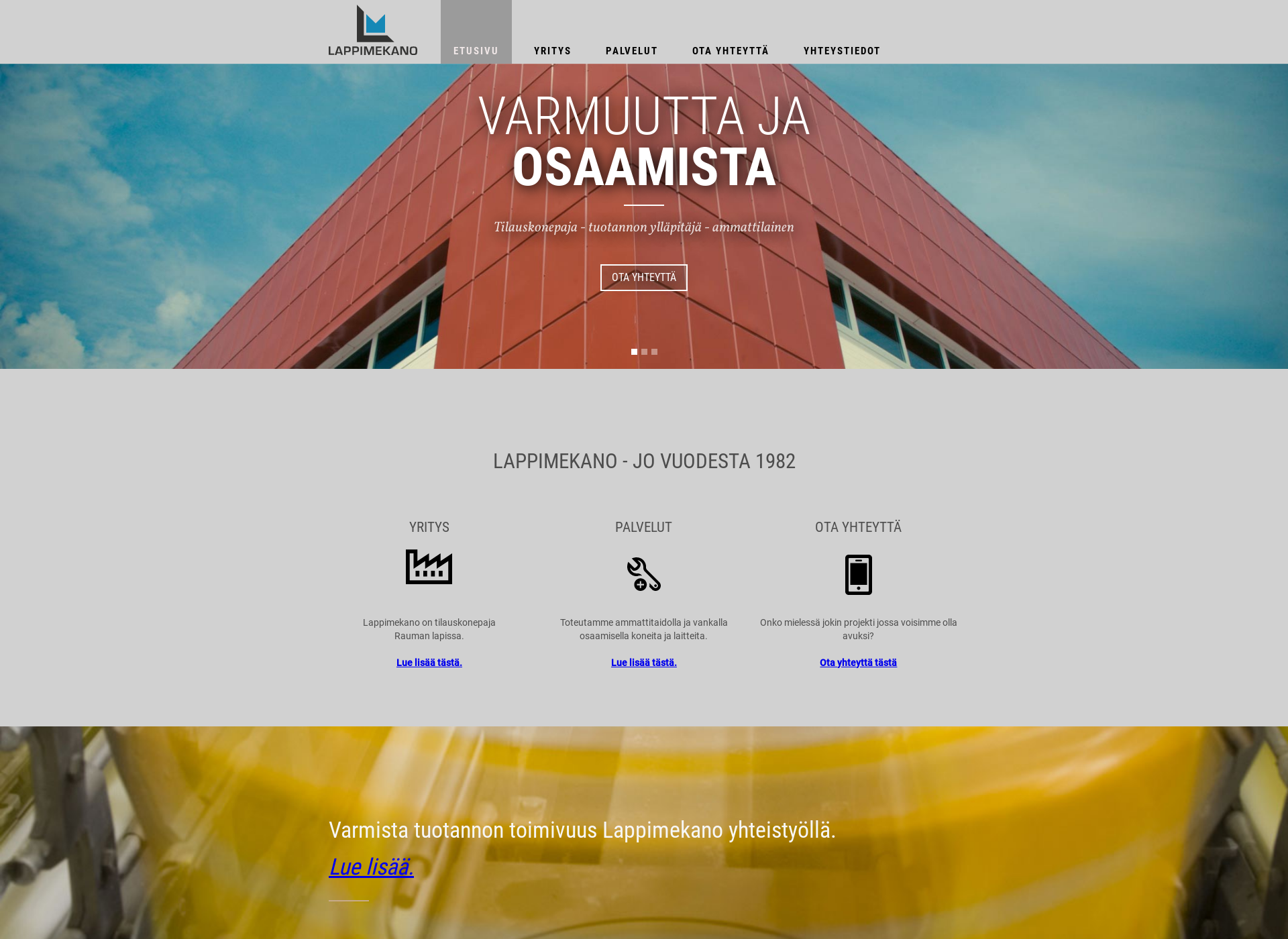 Skärmdump för lappimekano.fi