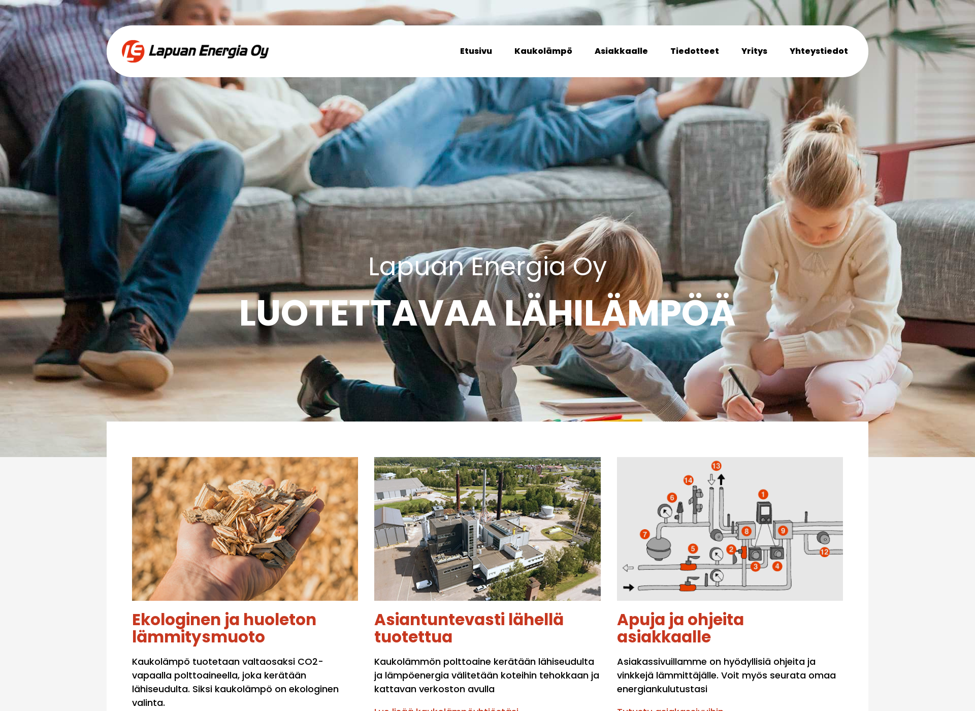 Skärmdump för lapuanenergia.fi