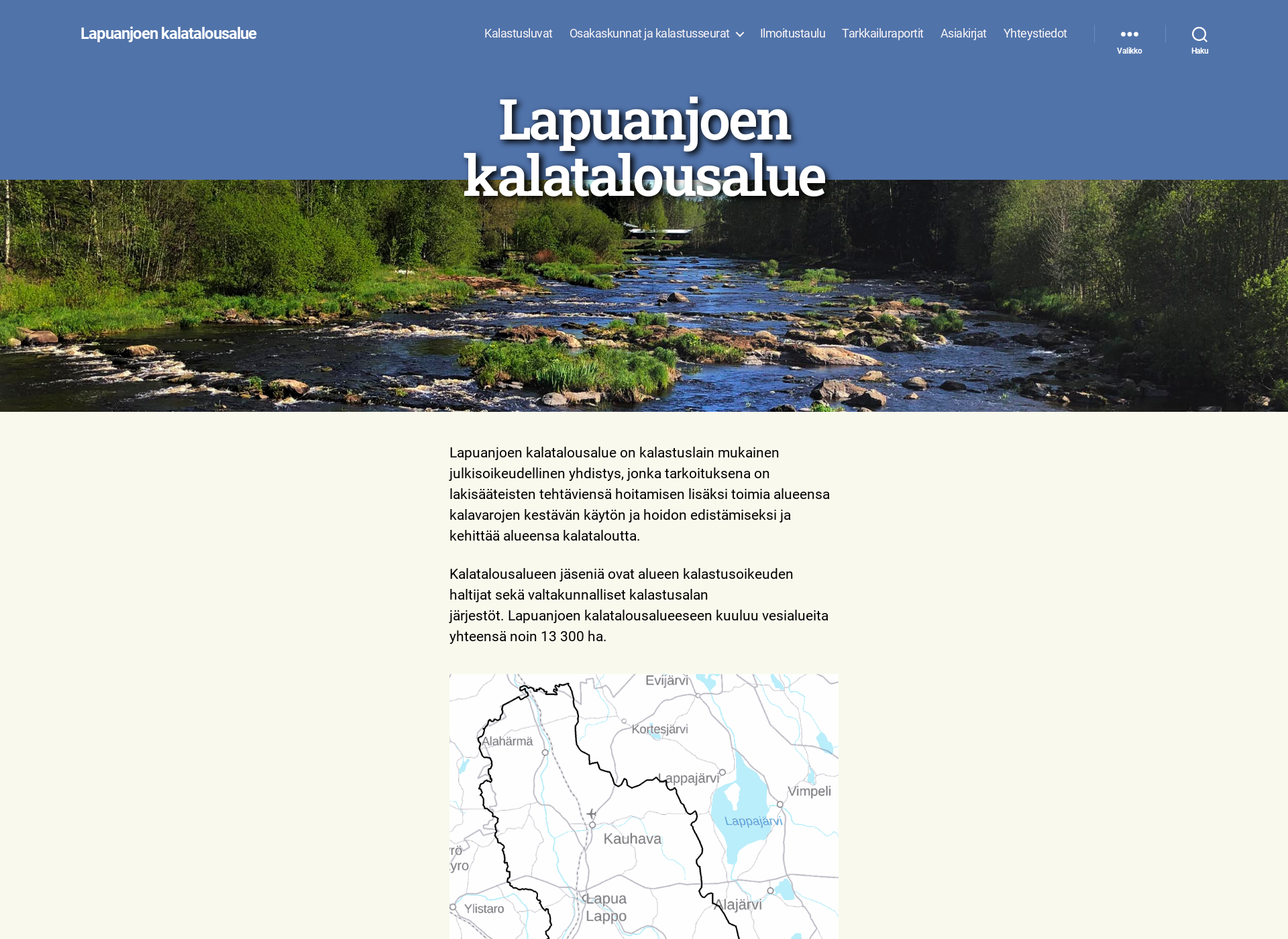 Skärmdump för lapuanjoenkalatalousalue.fi