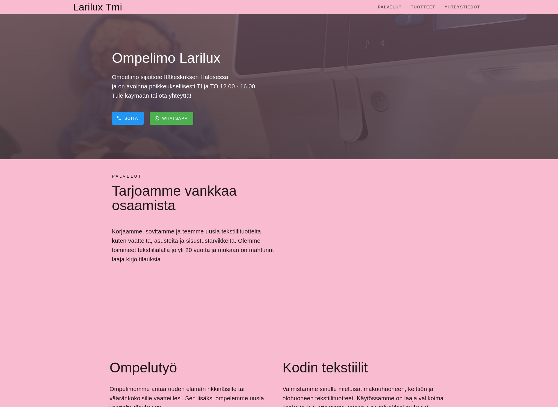 Skärmdump för larilux.fi