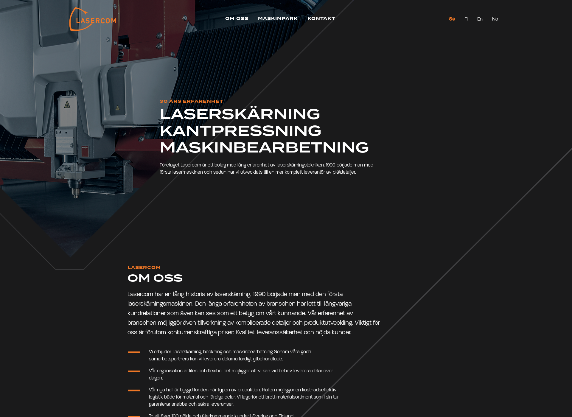 Skärmdump för lasercom.fi