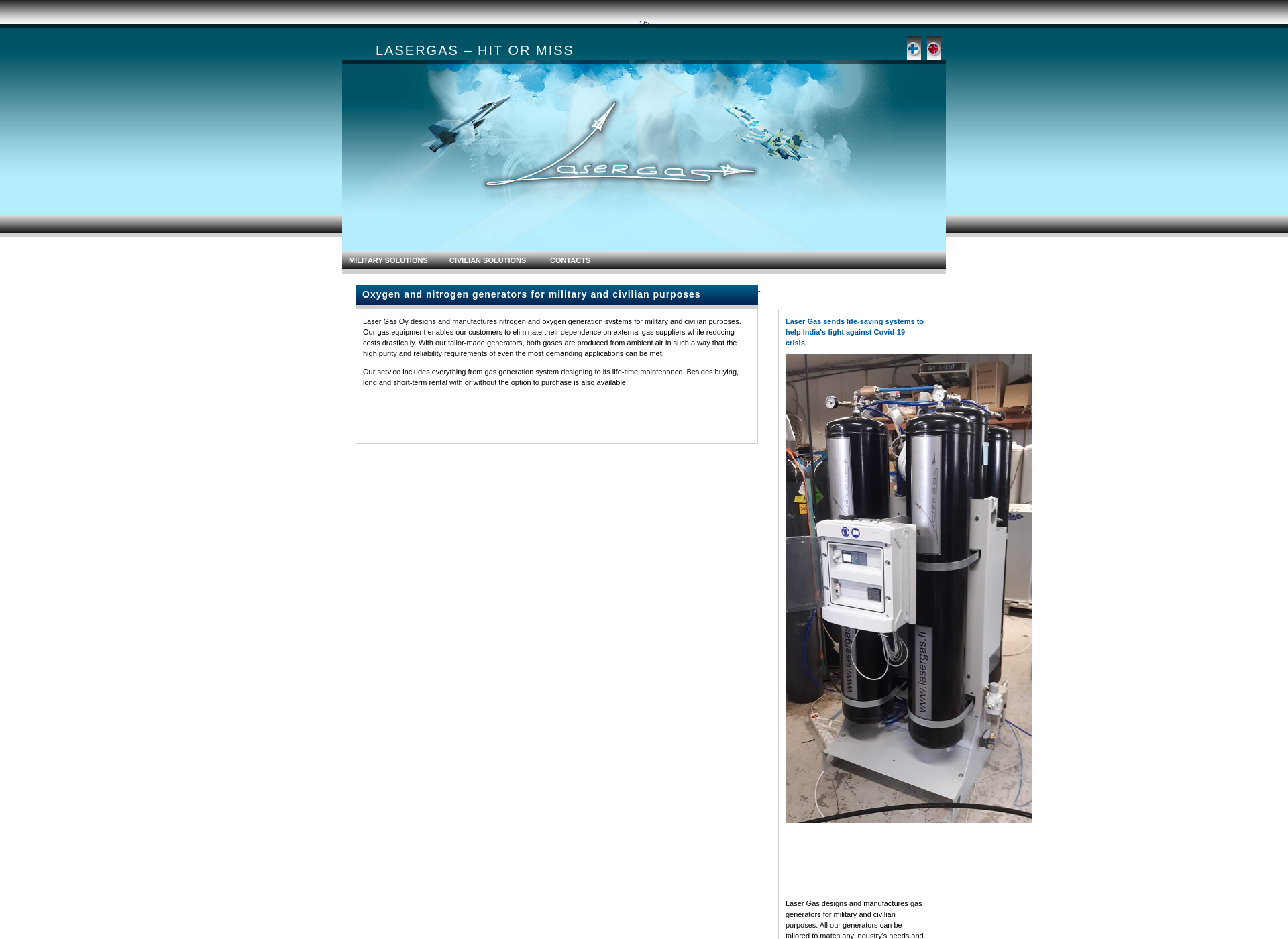 Skärmdump för lasergas.fi