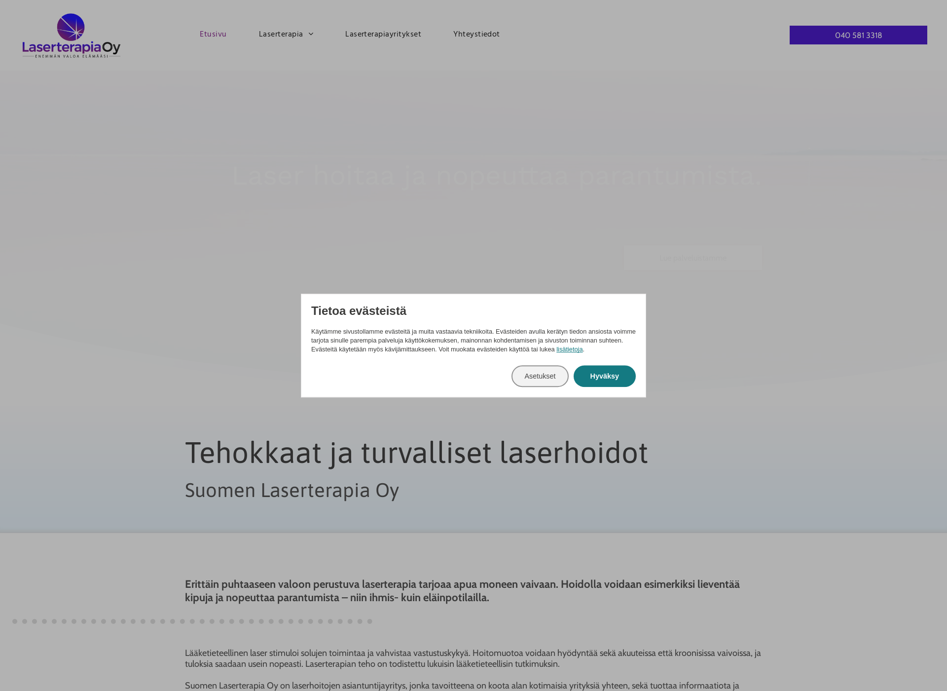 Skärmdump för laserterapia.fi